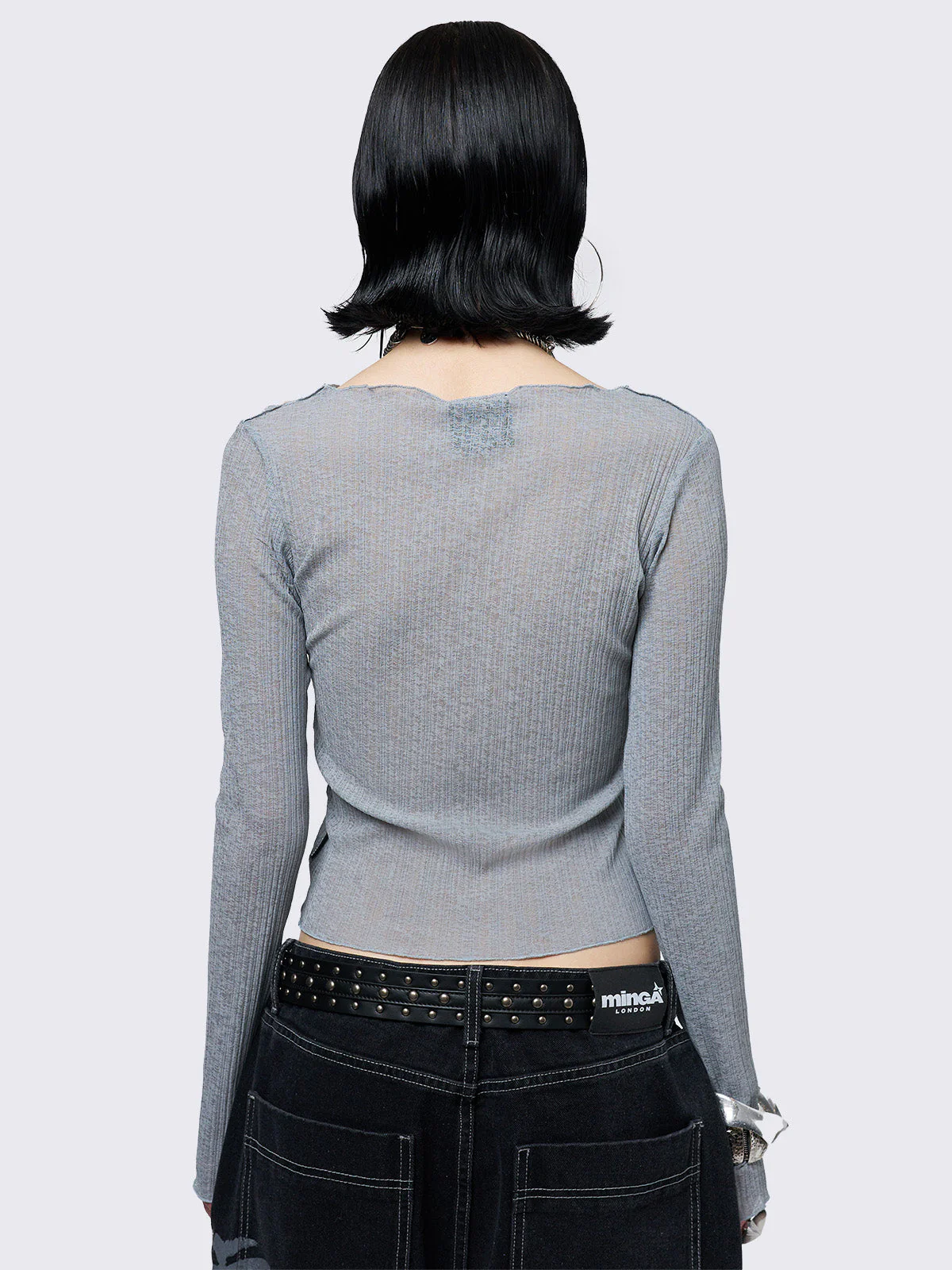 Minga Aryana Grey Cut-Out Top