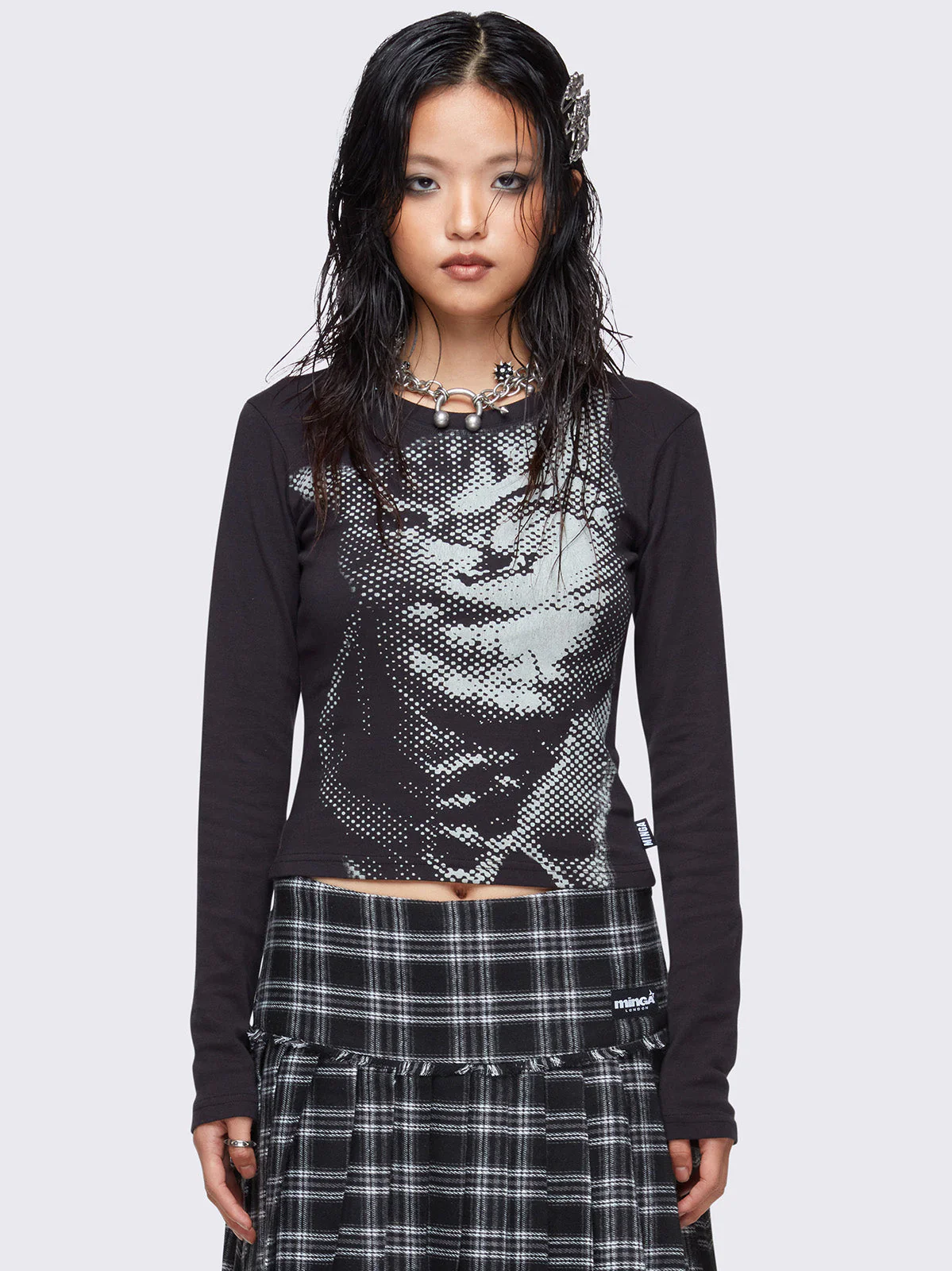 Minga Pixel Kitty Black Top