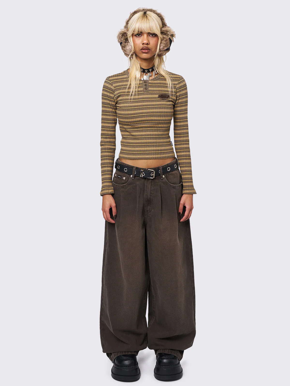 Minga Ollie Brown Baggy Pants