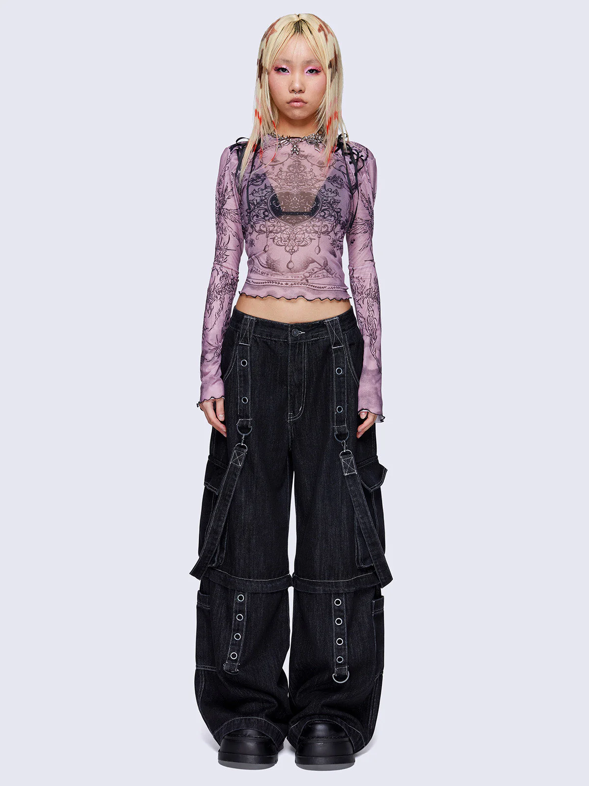 Minga Willa Lace Up Mesh Top