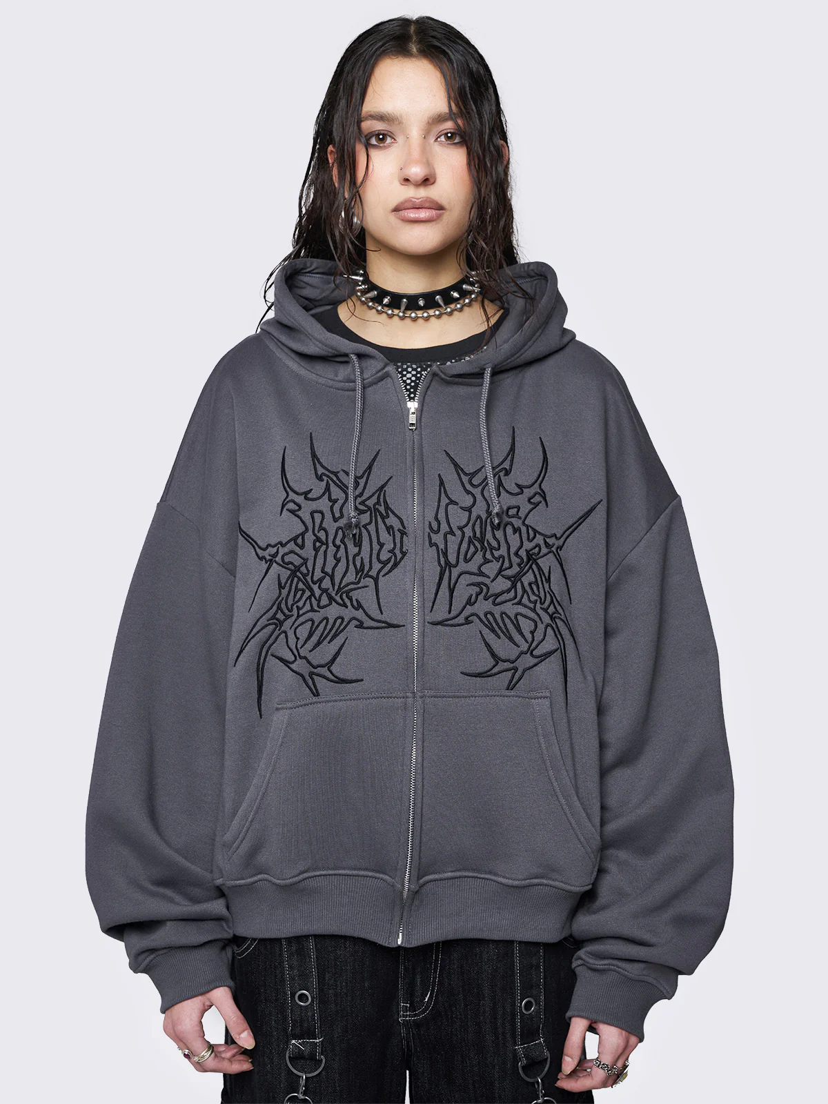 Minga Minga Ink Grey Zip Up Hoodie