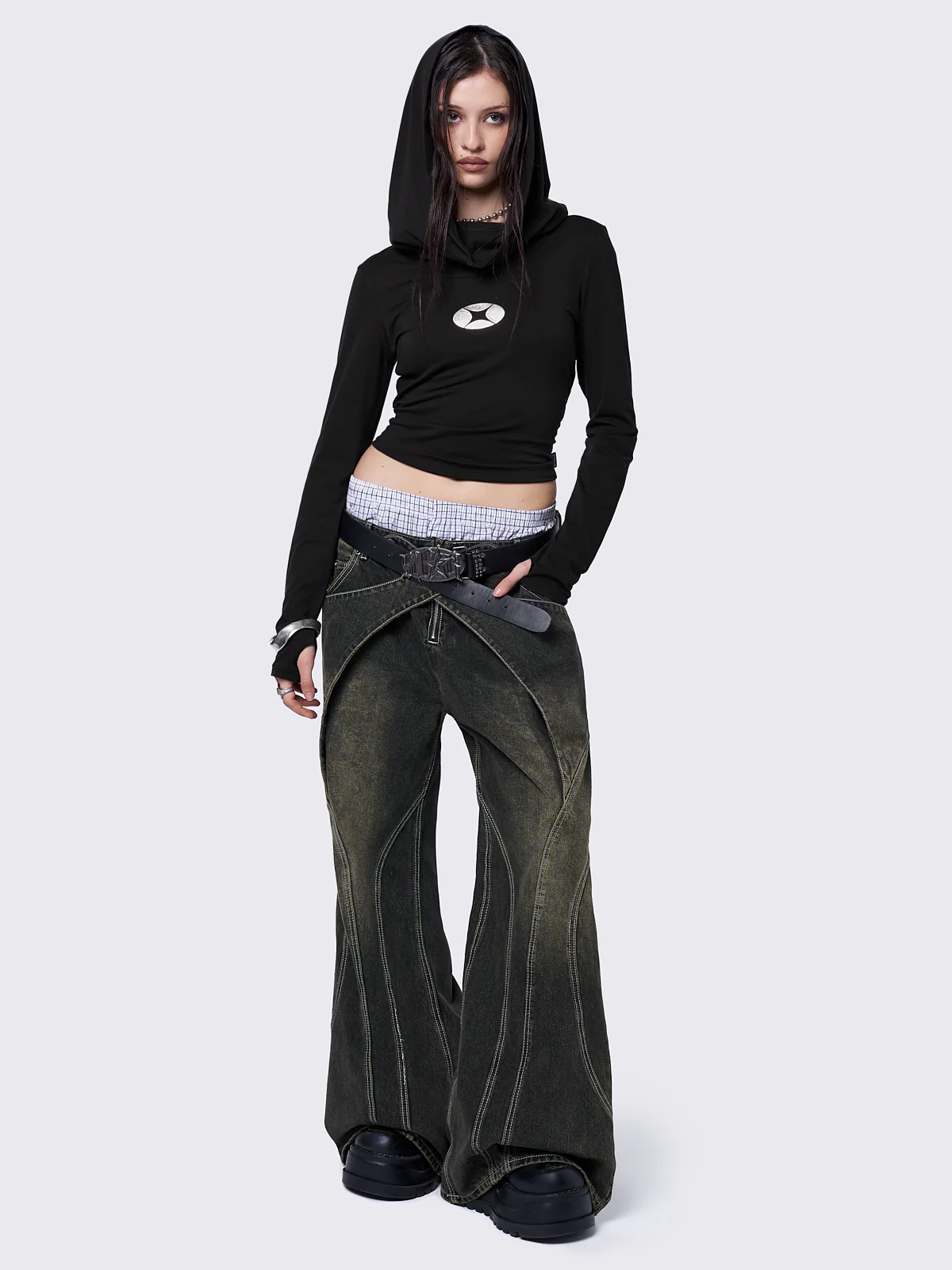 Minga Kim Green Baggy Jeans