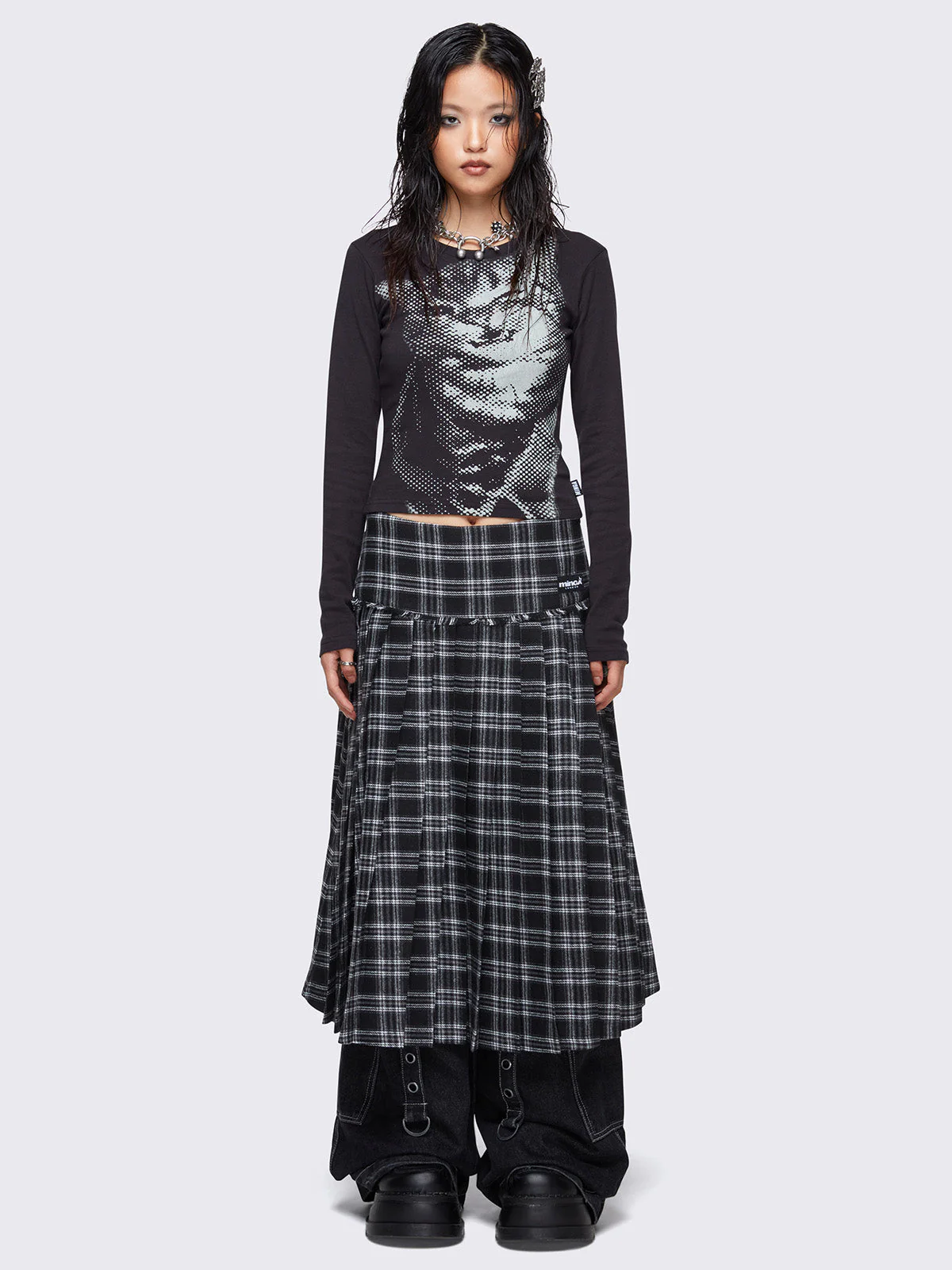 Minga Pixel Kitty Black Top