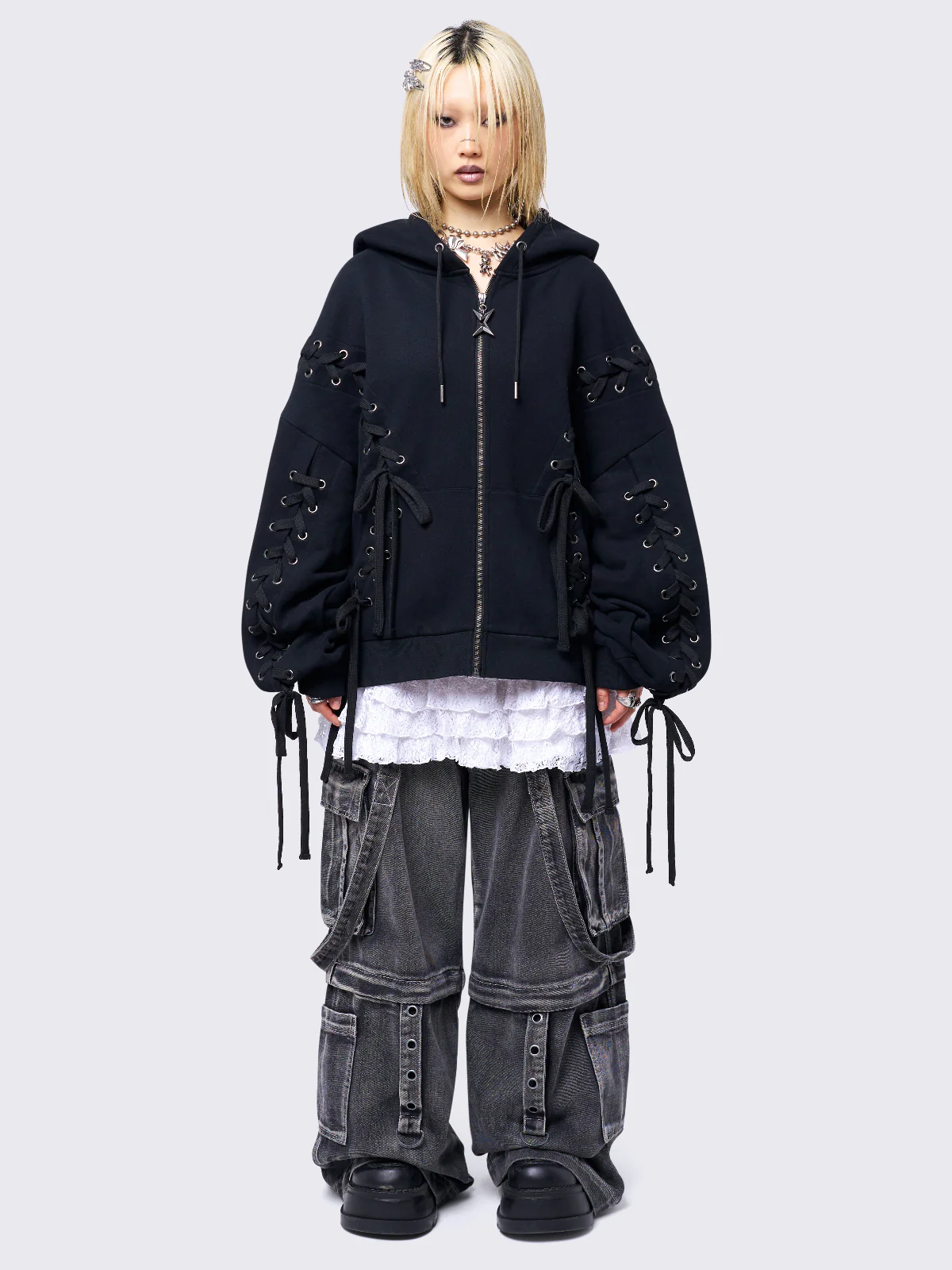 Minga Mia Black Zip Up Hoodie