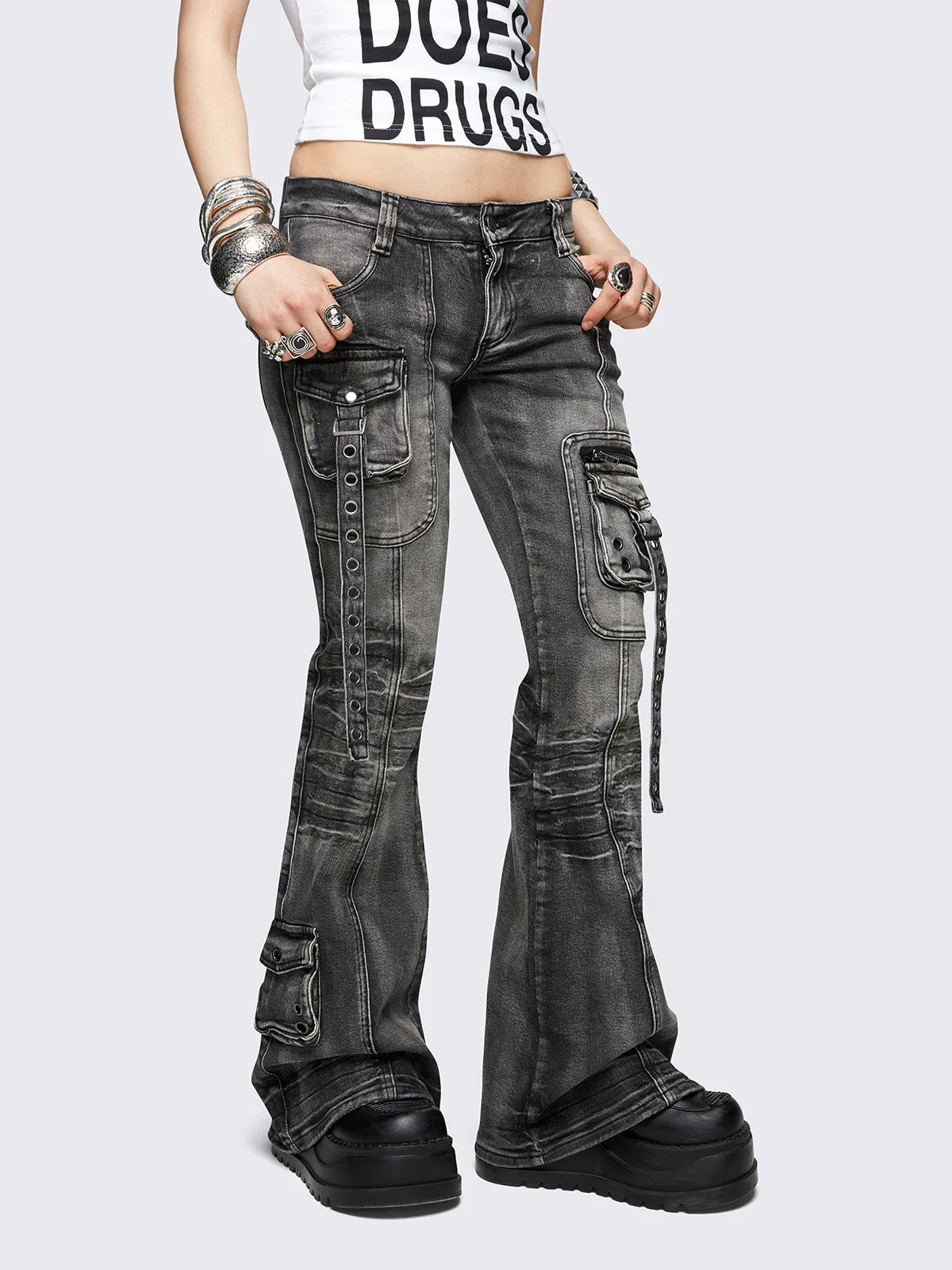 Minga Elsie Black Flared Jeans