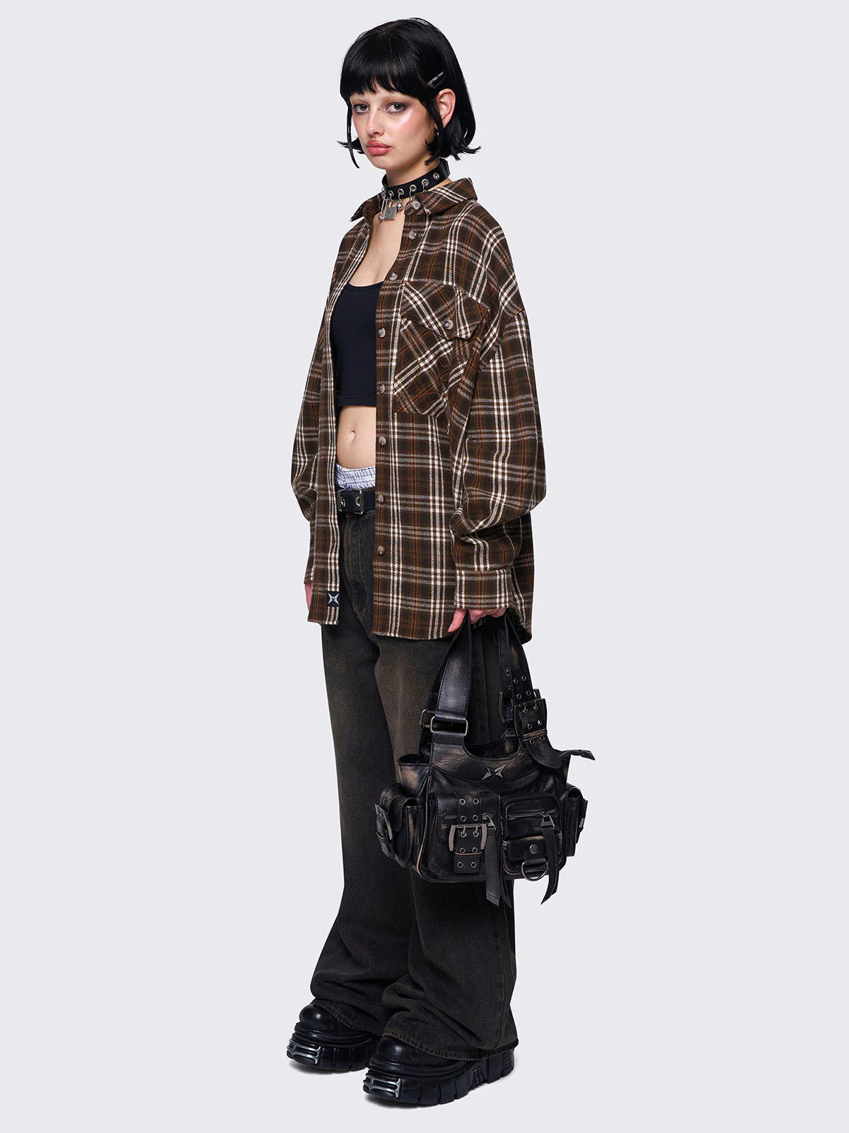 Minga Harper Brown Plaid Shirt