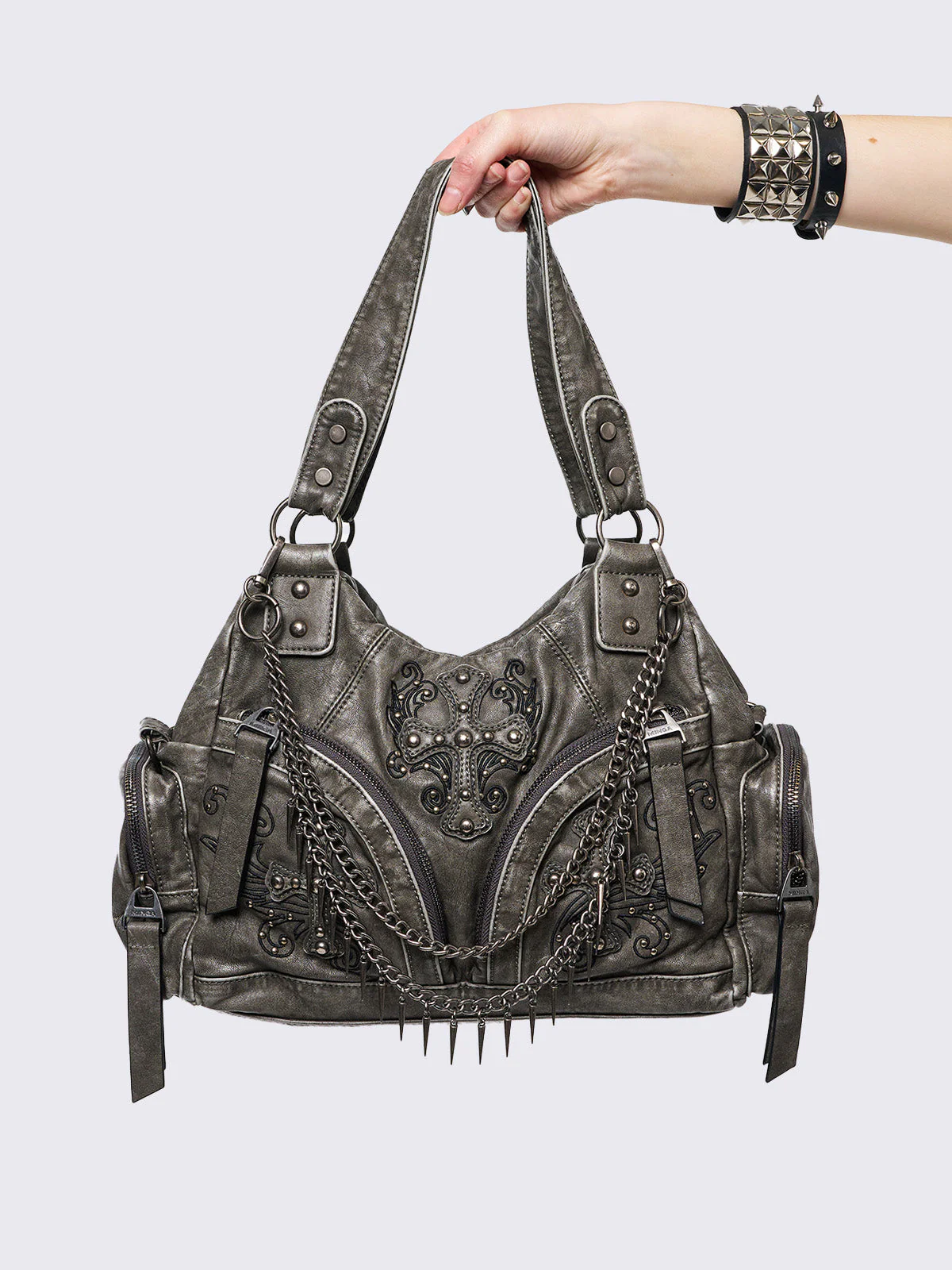 Minga Abyss Grey Vegan Shoulder Bag