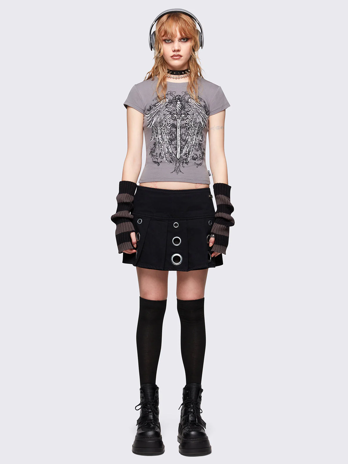 Minga Angel Wings Grey Baby Tee