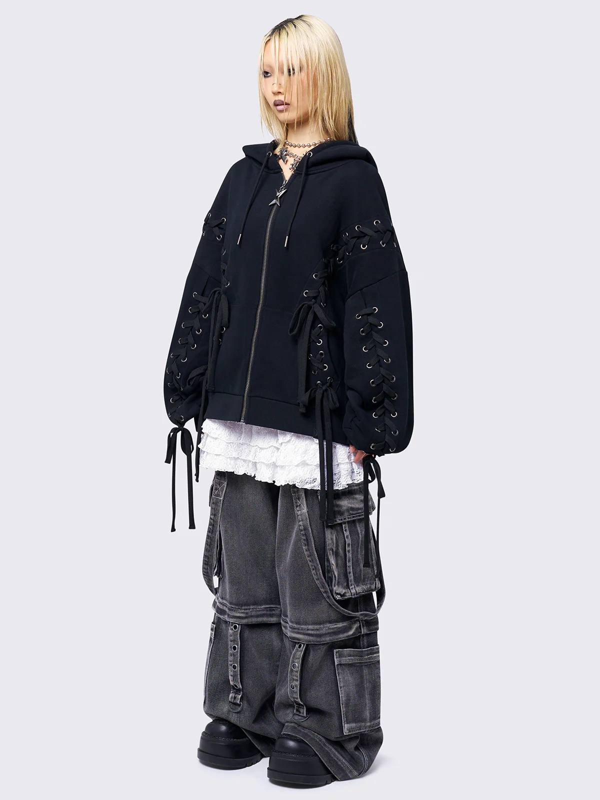 Minga Mia Black Zip Up Hoodie