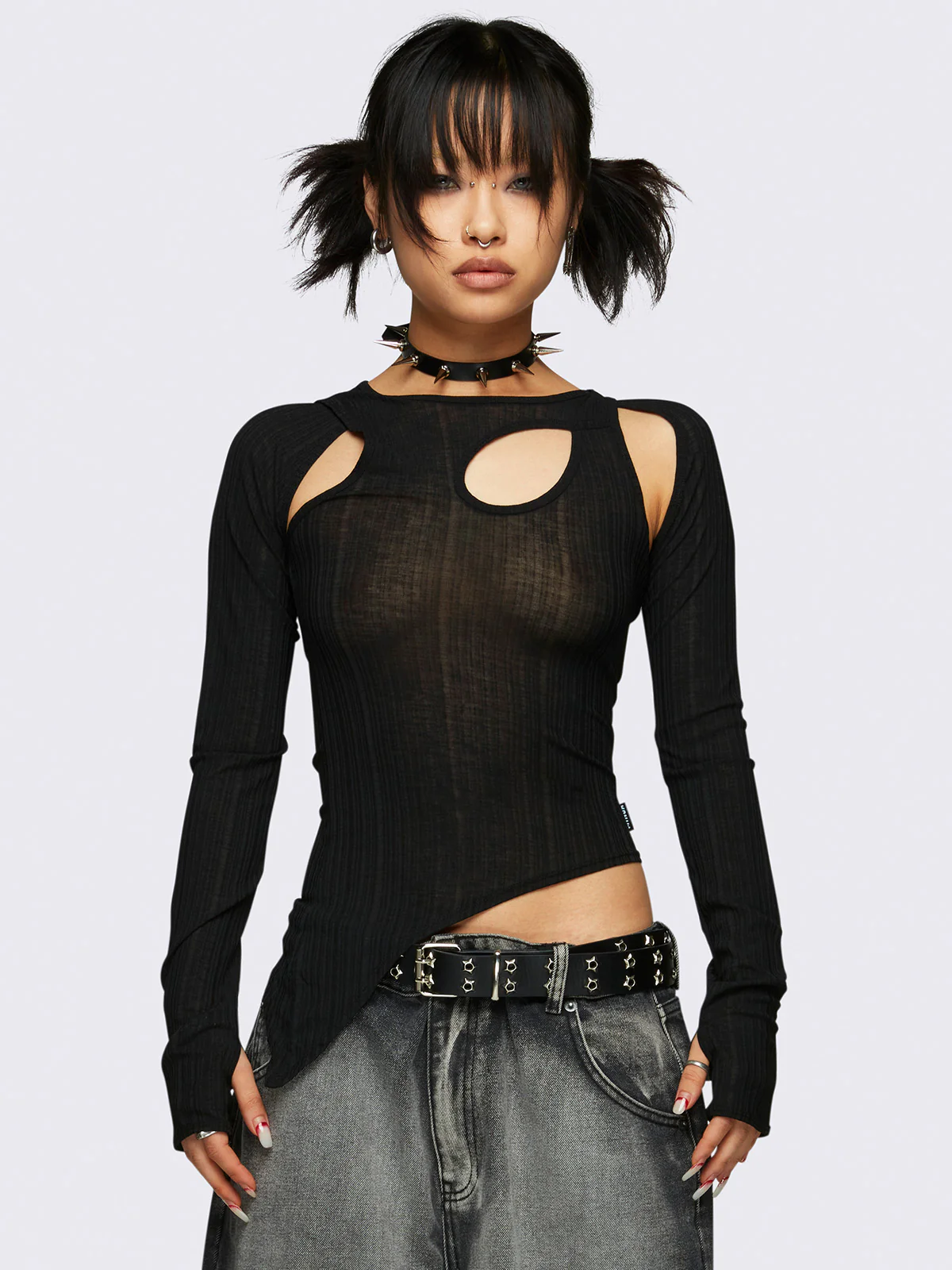Minga Kallie Black Cut-Out Top