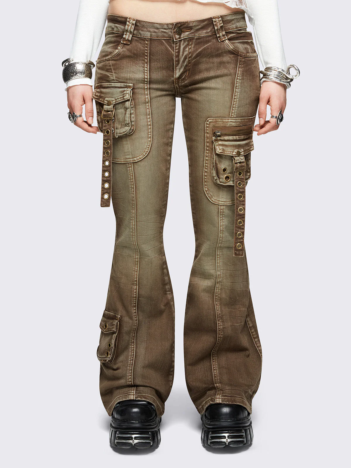 Minga Elsie Brown Flared Jeans