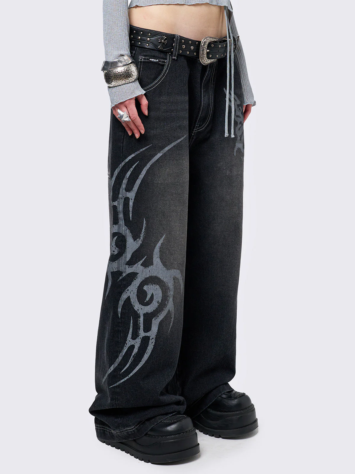Minga Rave Graphic Baggy Jeans
