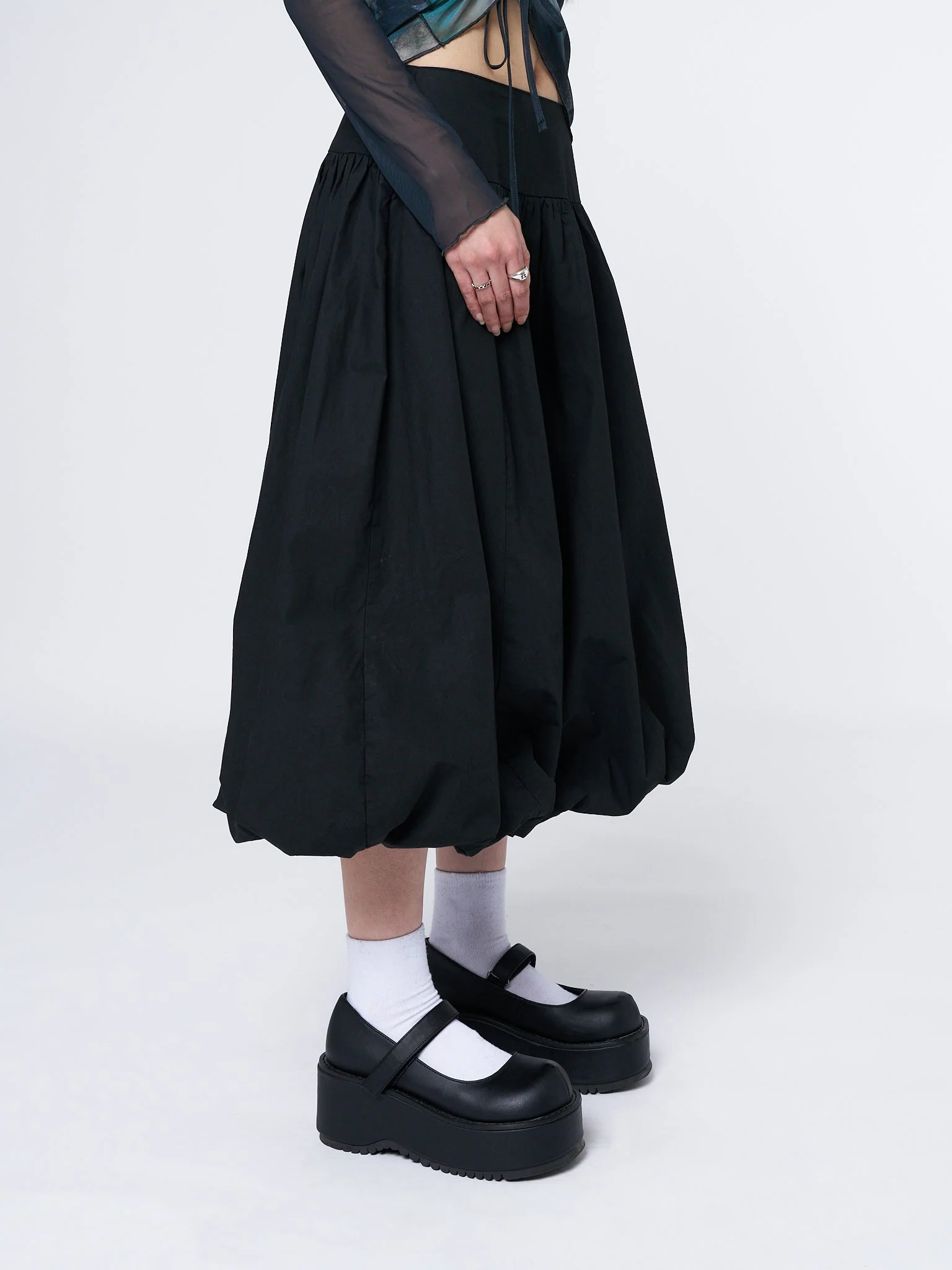 Minga Suya Black Bubble Midi Skirt