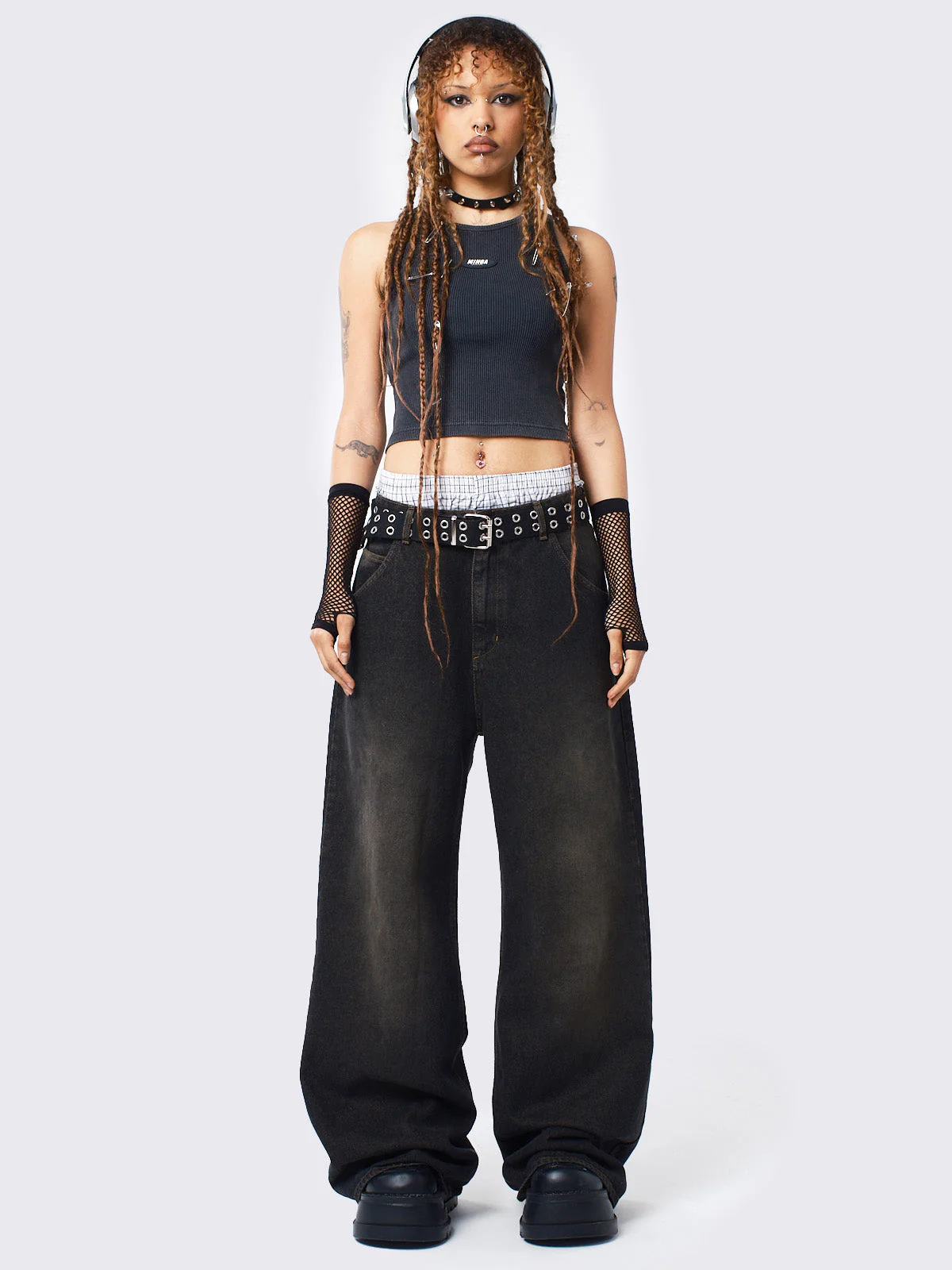 Minga Echo Black Overdye Baggy Jeans