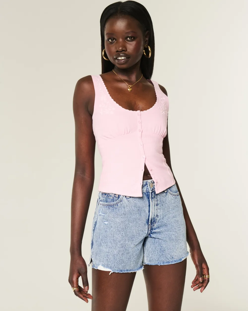 High-Rise Medium Dark Wash Relaxed Denim Shorts 5