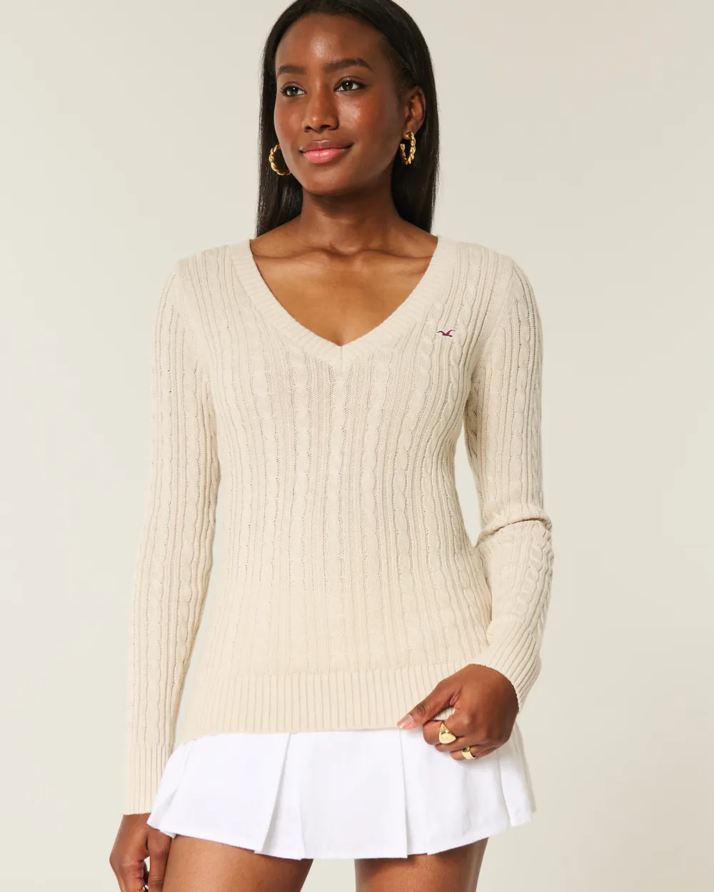 Cable-Knit Icon V-Neck Sweater