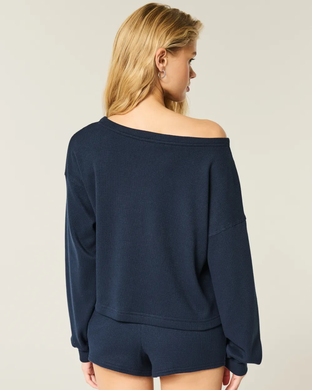 Gilly Hicks Waffle Off-the-Shoulder Henley