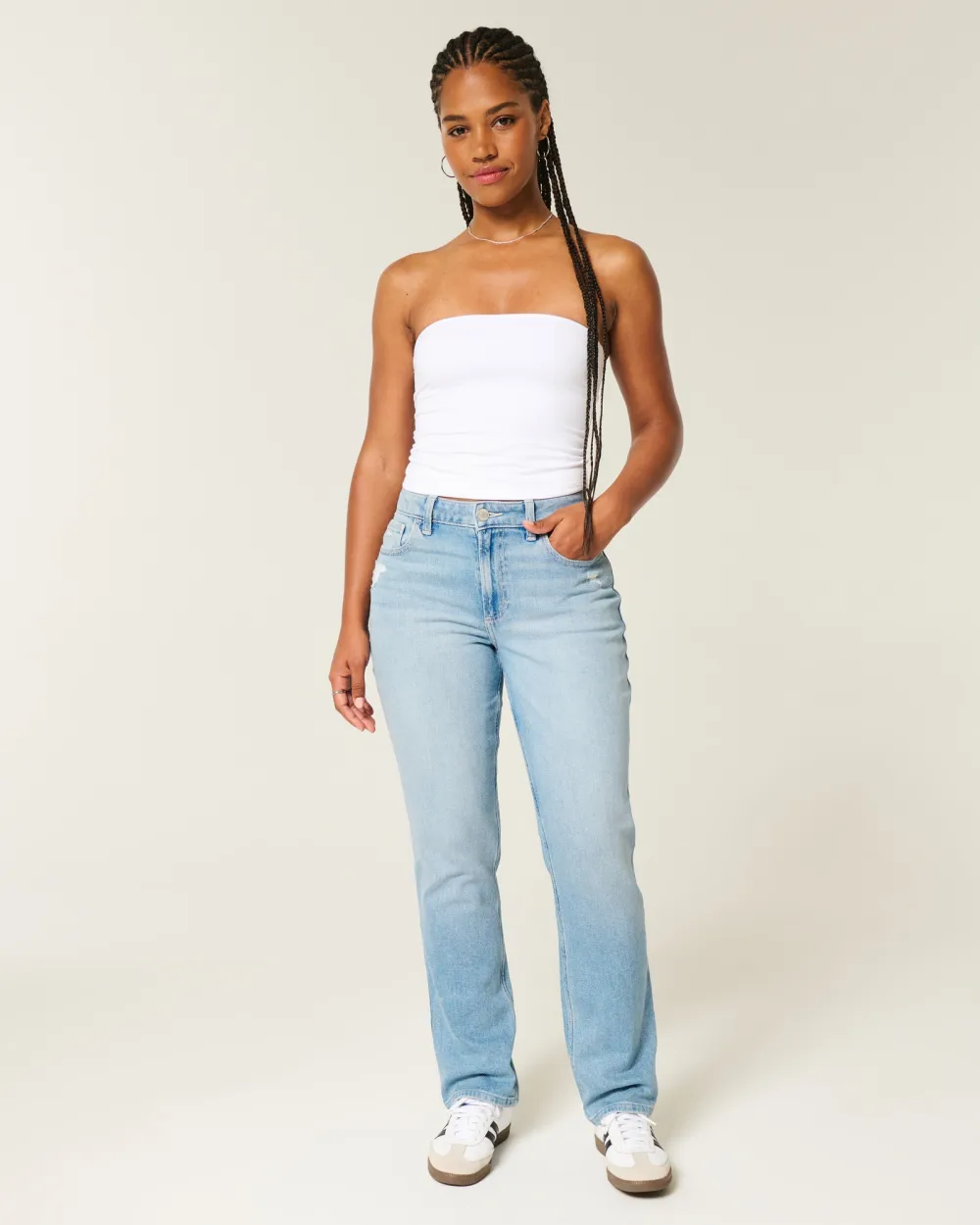 Curvy High-Rise Light Wash Straight Jeans