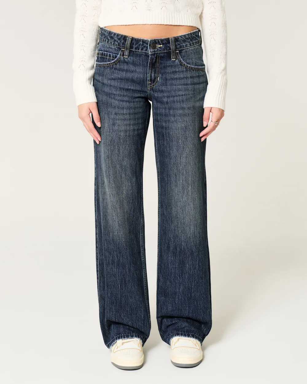 Low-Rise Dark Wash Baggy Jeans