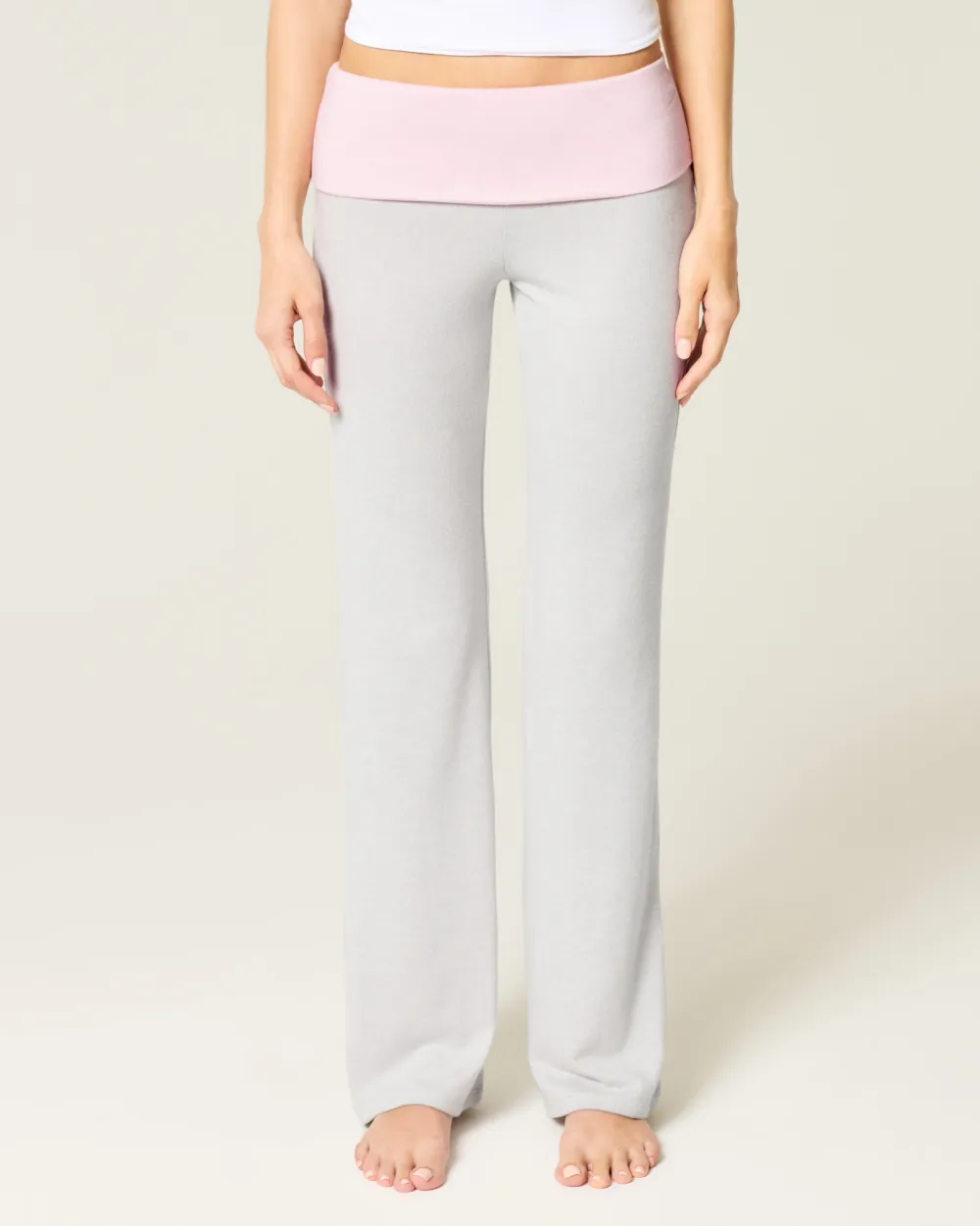 Foldover Waist Knit Flare Pants