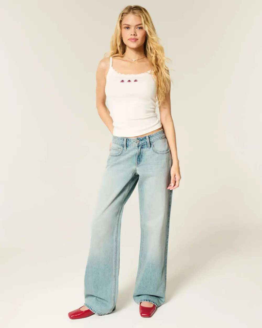 Low-Rise Dark Wash Baggy Jeans