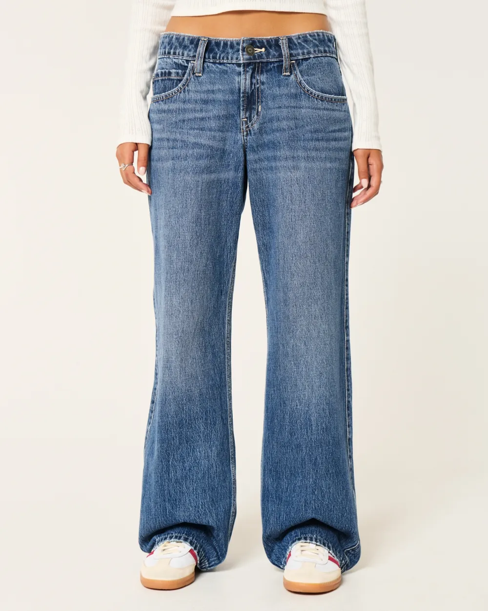Low-Rise Dark Wash Baggy Jeans