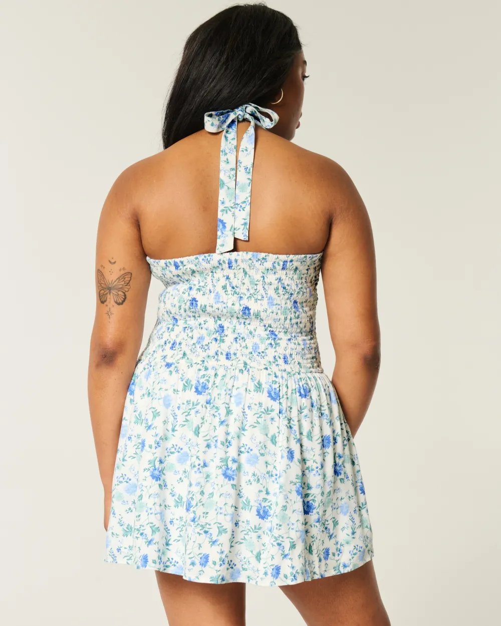 Drop-Waist Halter Mini Dress
