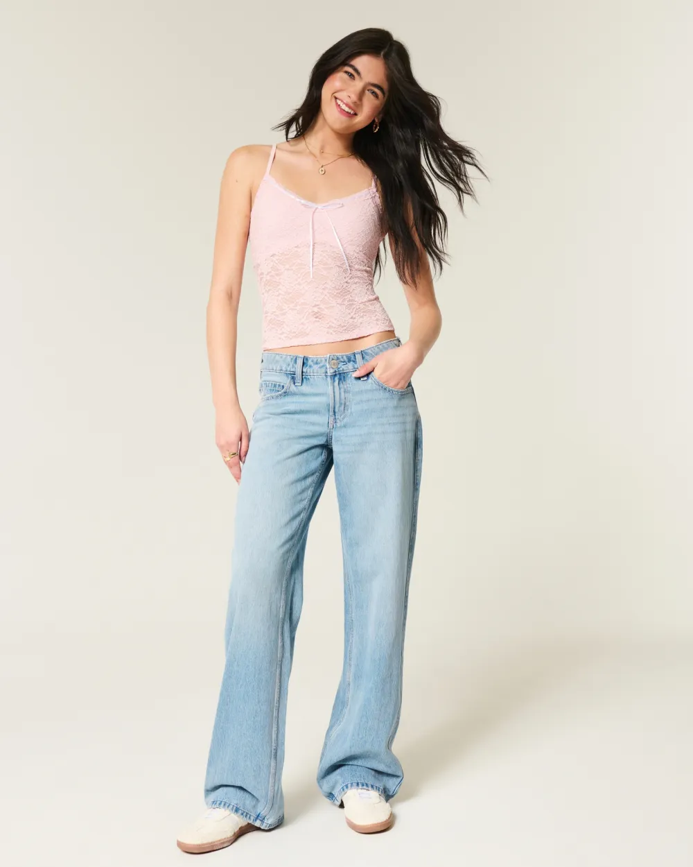 Low-Rise Dark Wash Baggy Jeans