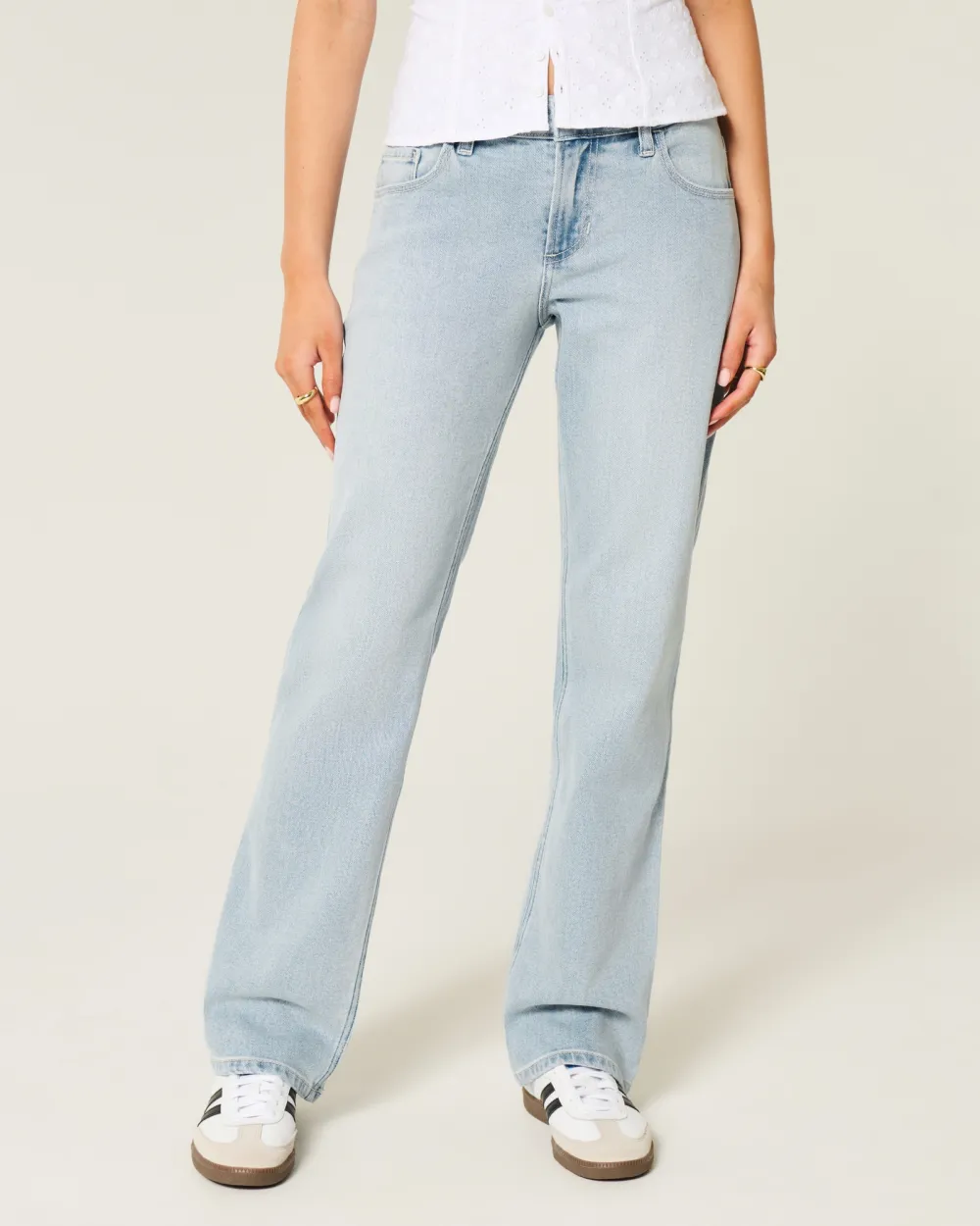 Low-Rise Light Wash Relaxed Straight Jeans