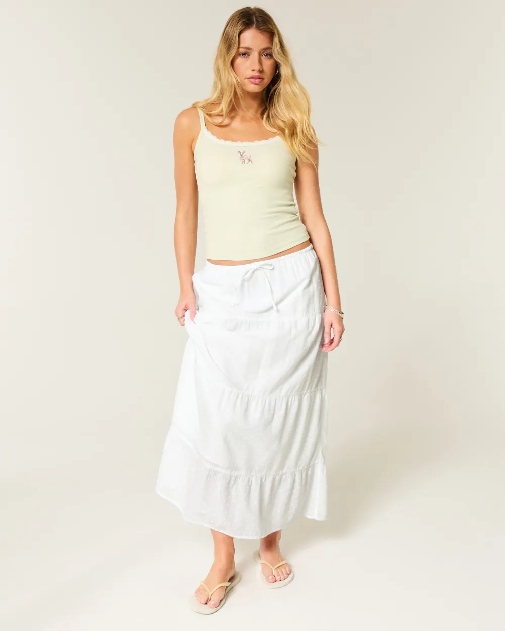 Clip Dot Tiered Maxi Skirt