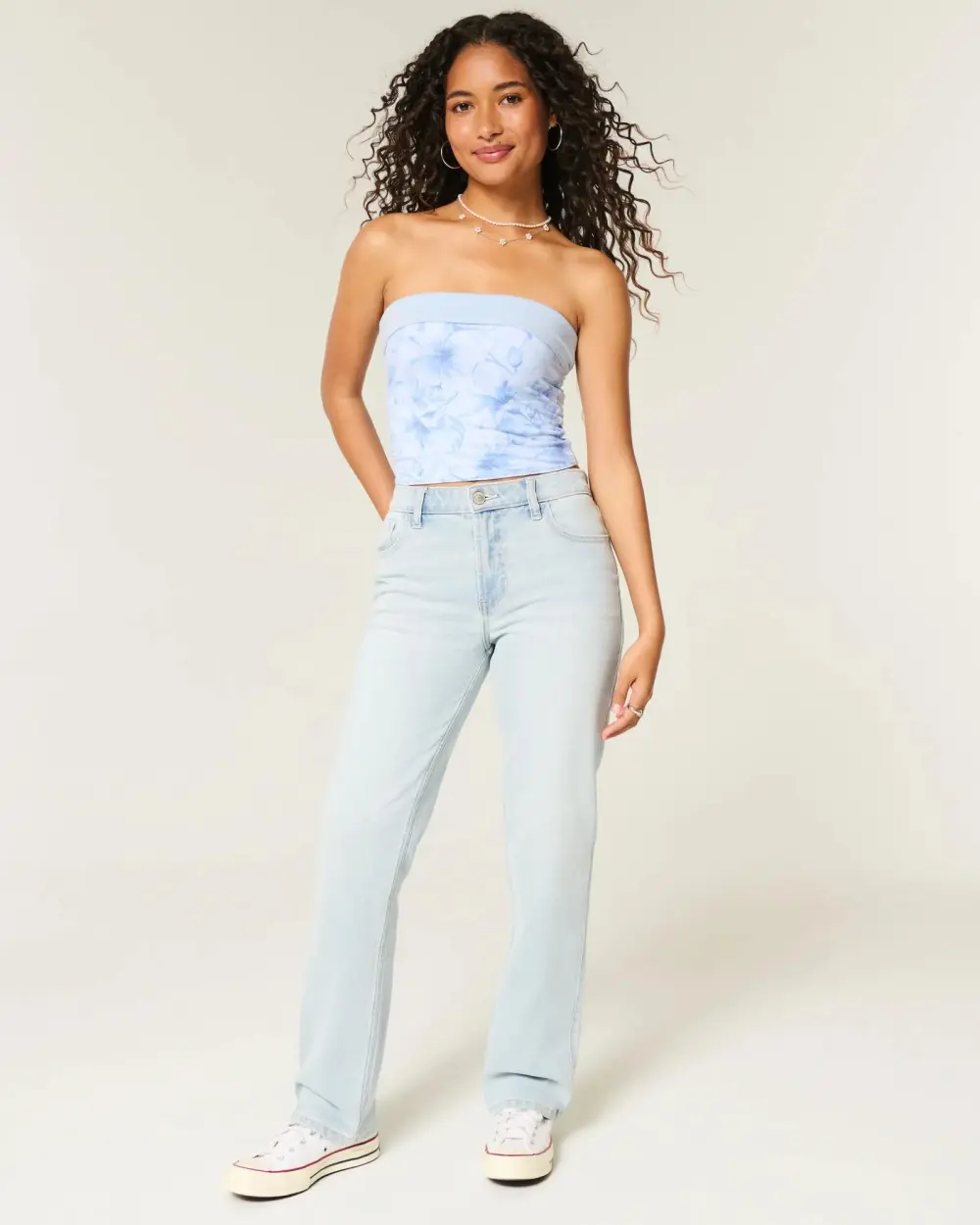 High-Rise Washed Black Straight Jeans