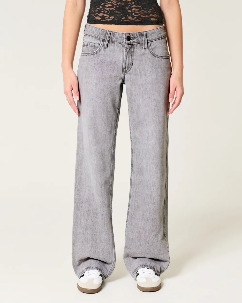 Low-Rise Dark Wash Baggy Jeans