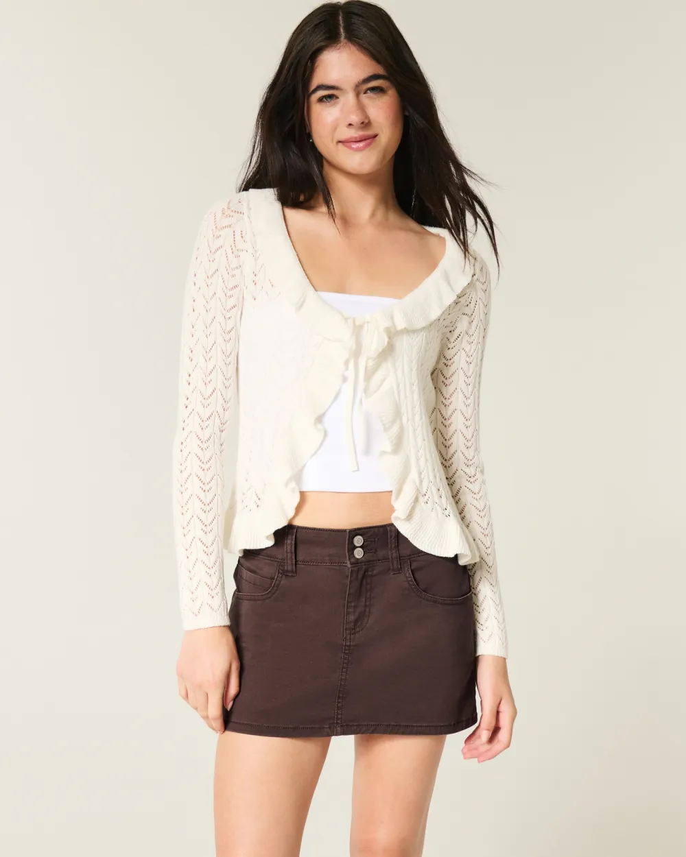 Low-Rise Denim Mini Skort