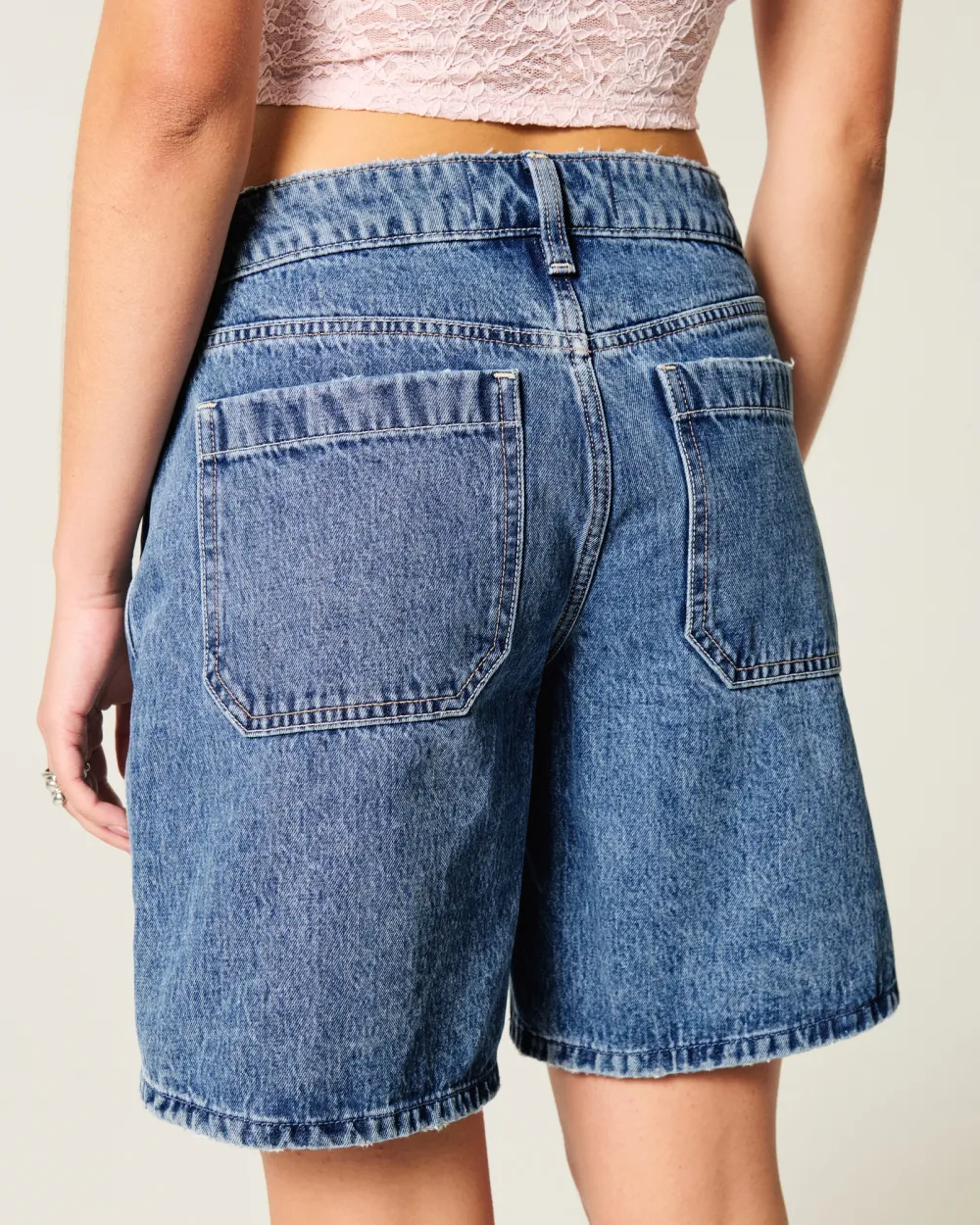 Curvy Low-Rise Washed Black Baggy Jort