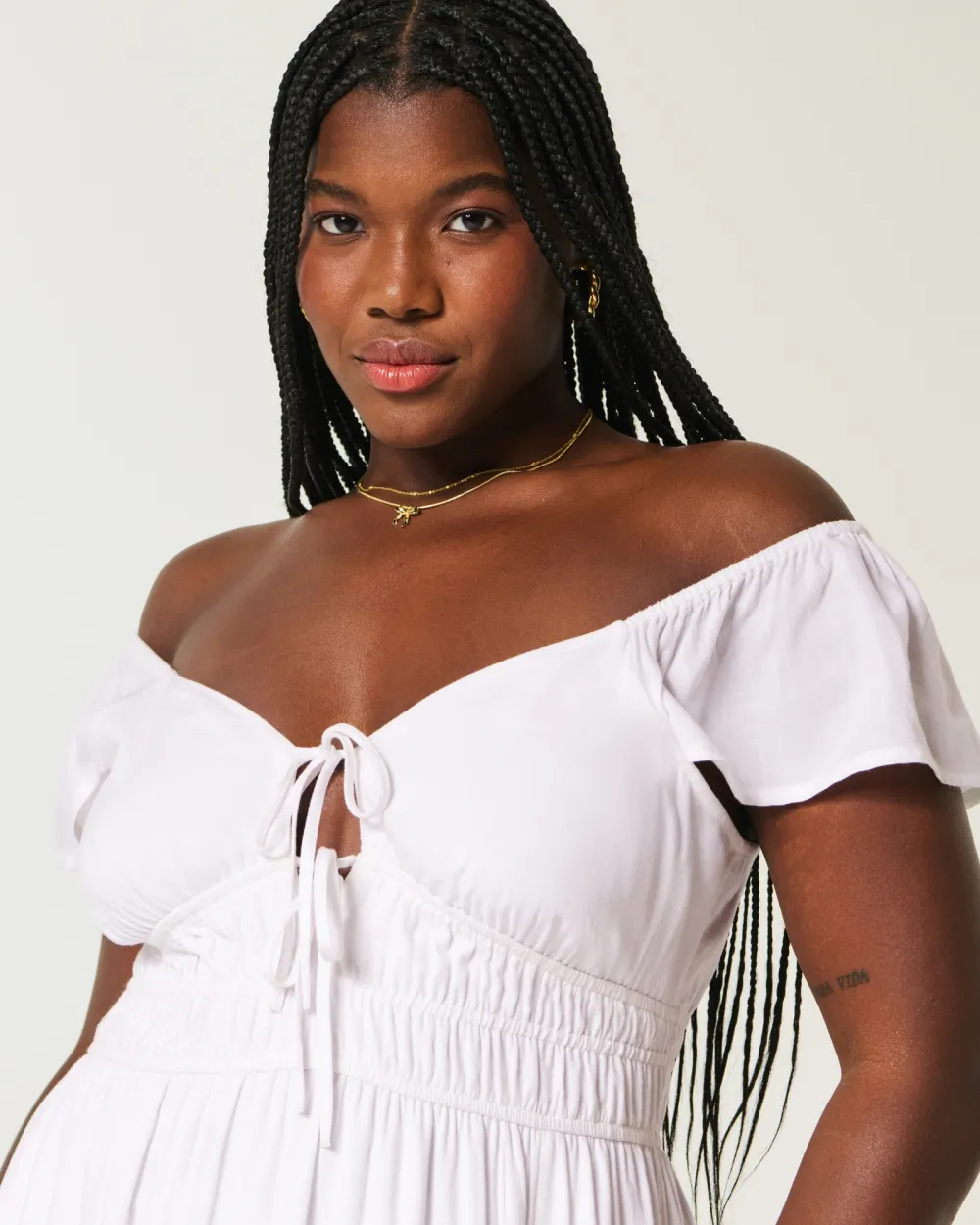 Flutter Sleeve Double-Tie Midi Dress