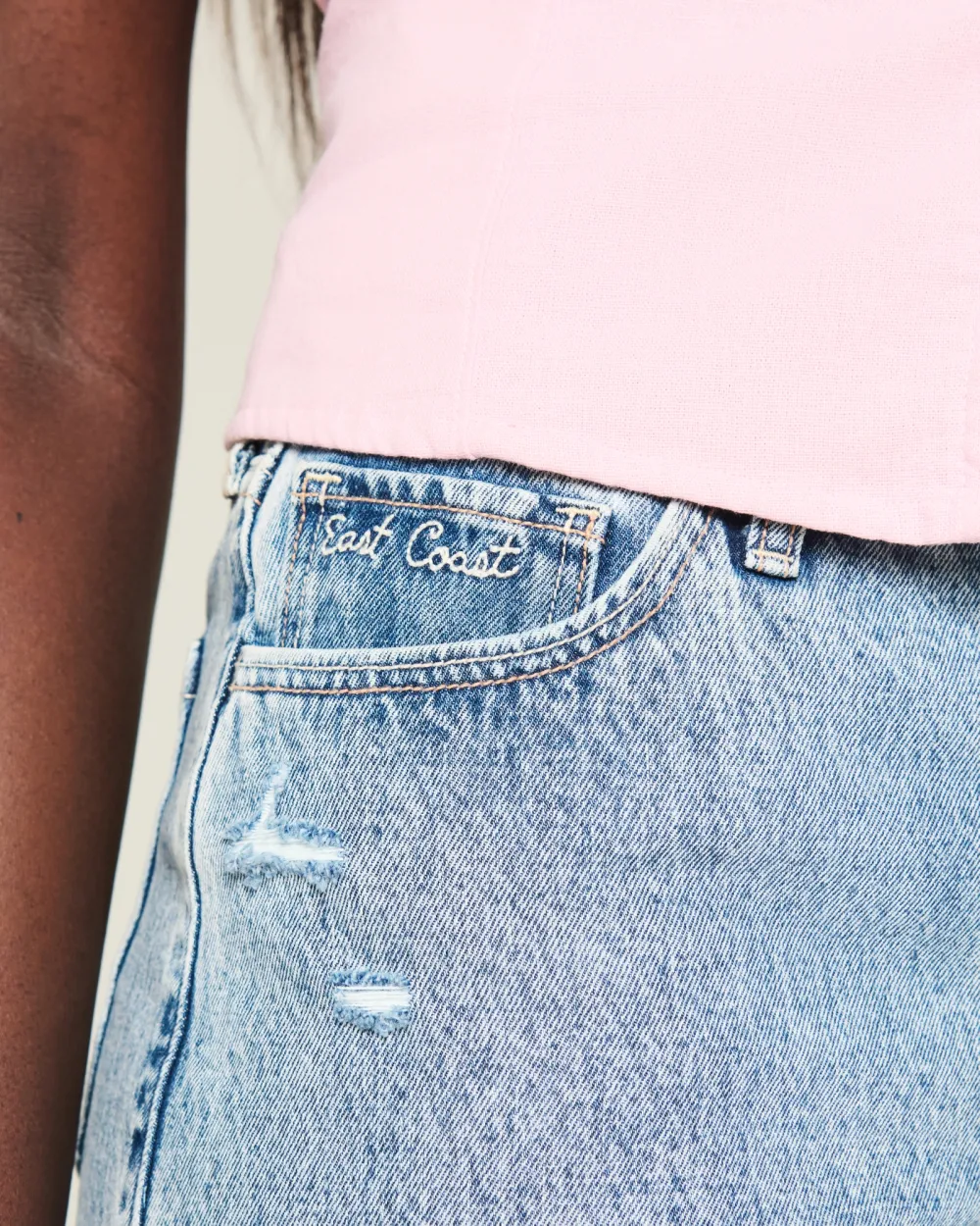 High-Rise Medium Dark Wash Relaxed Denim Shorts 5