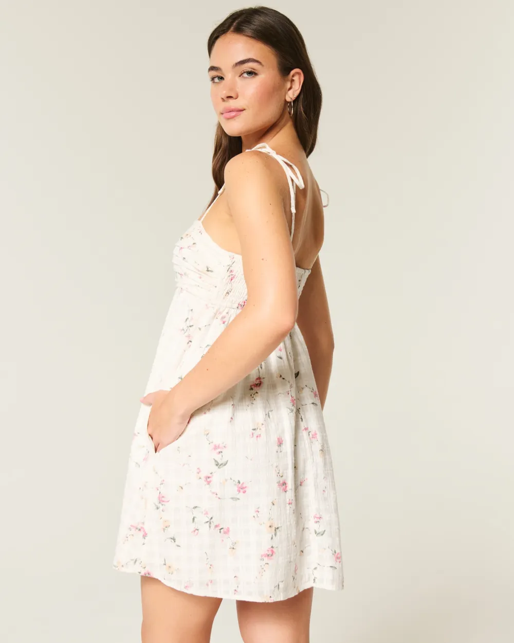 Babydoll Tie-Strap Mini Dress