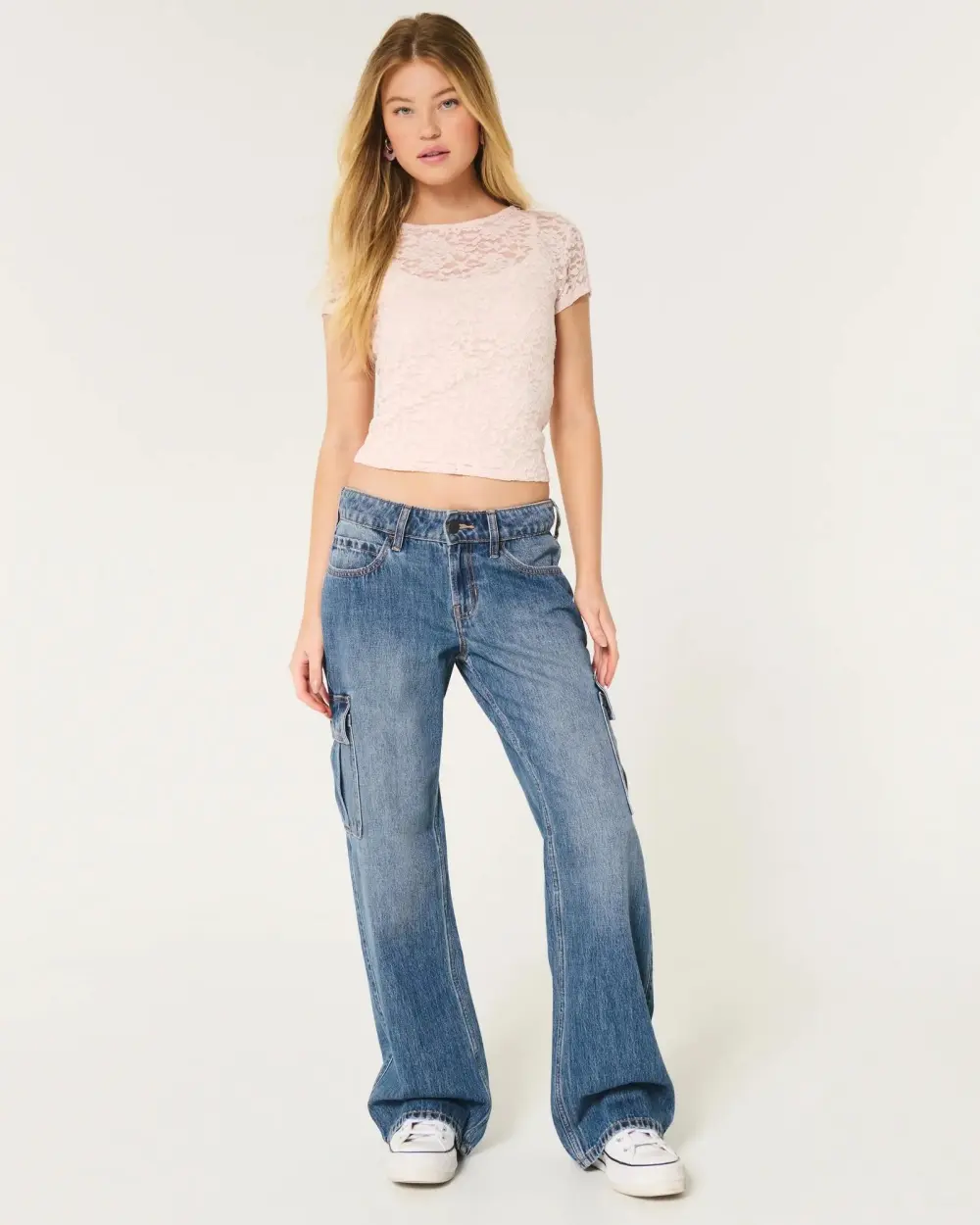 Low-Rise Dark Wash Baggy Jeans