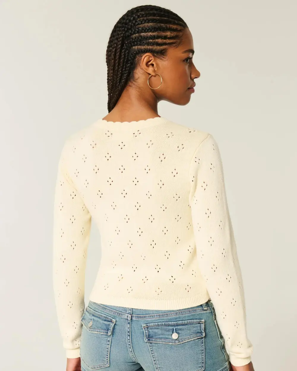 Eyelet Crew Cardigan