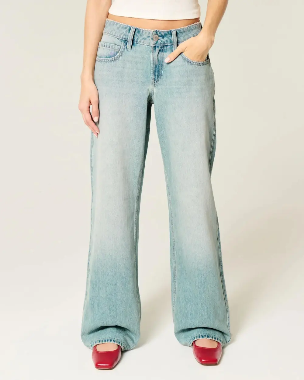 Low-Rise Dark Wash Baggy Jeans