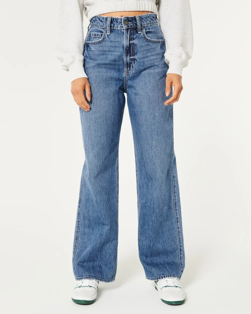 Ultra High-Rise Lightweight Light Wash Striped Baggy Jeans