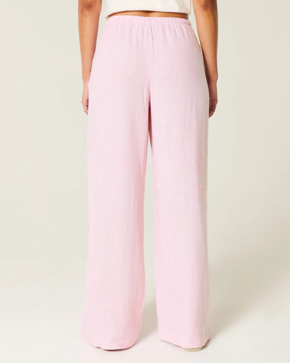 Linen-Blend Baggy Pull-On Pants