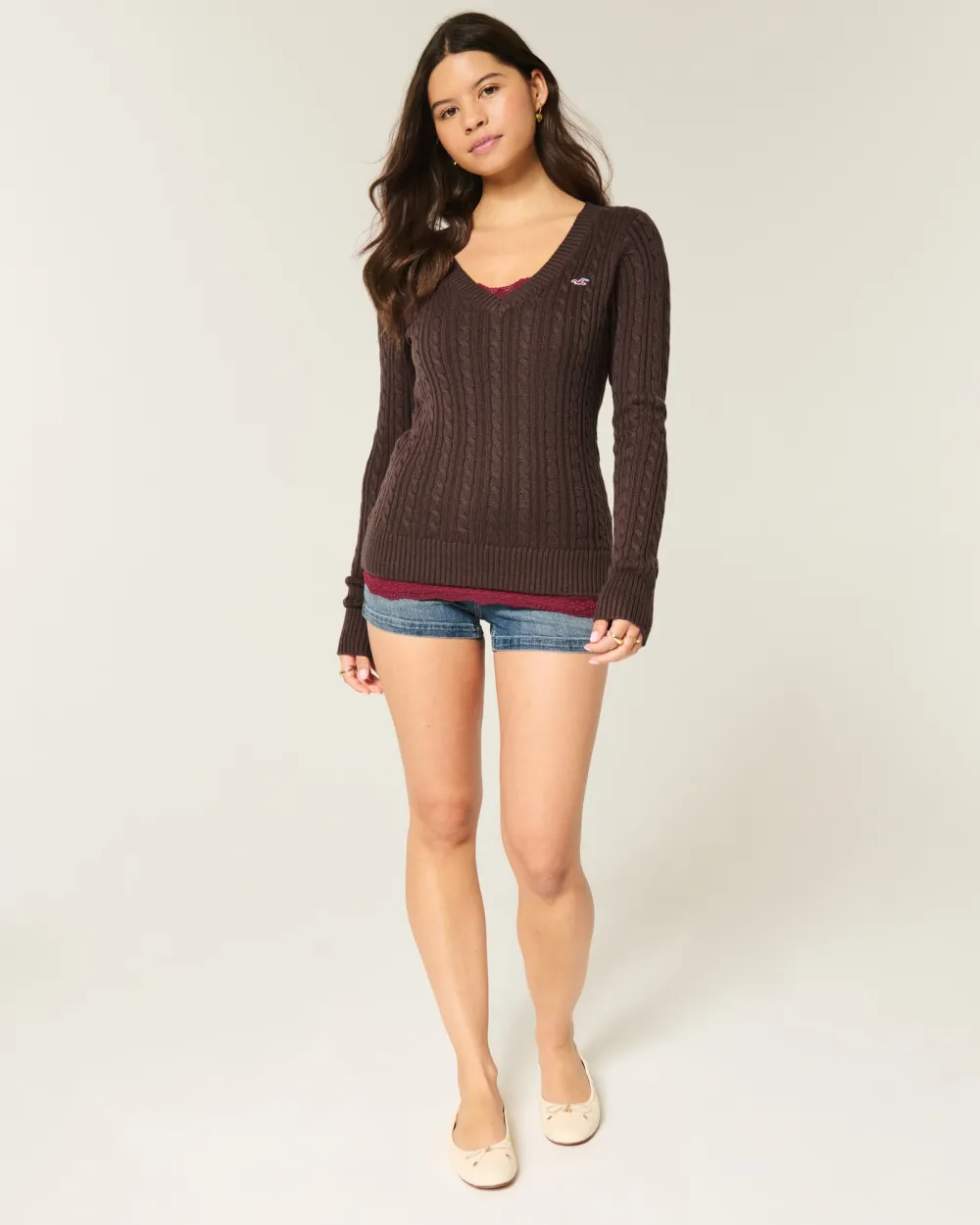 Cable-Knit Icon V-Neck Sweater
