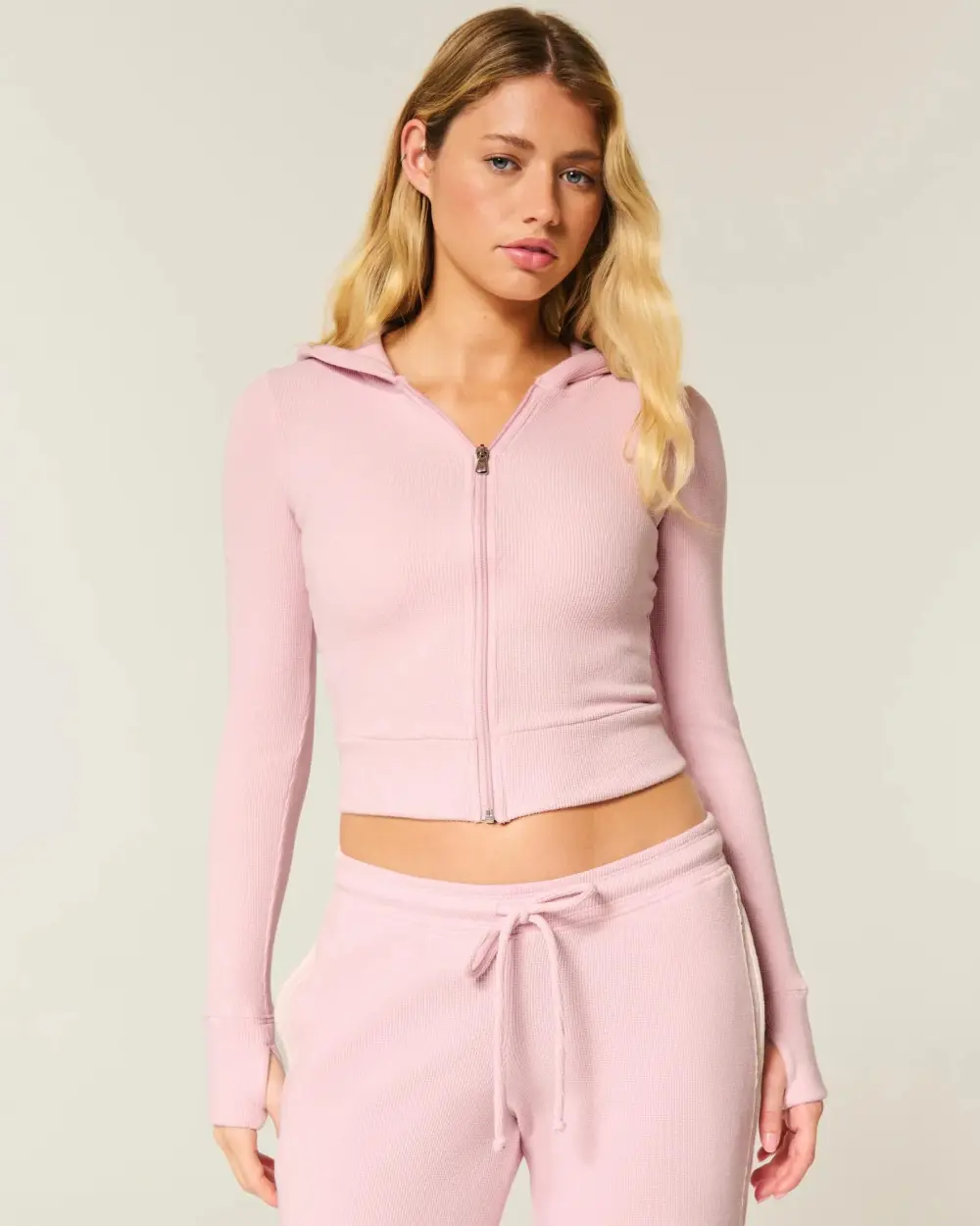 Gilly Hicks Waffle Zip-Up Hoodie