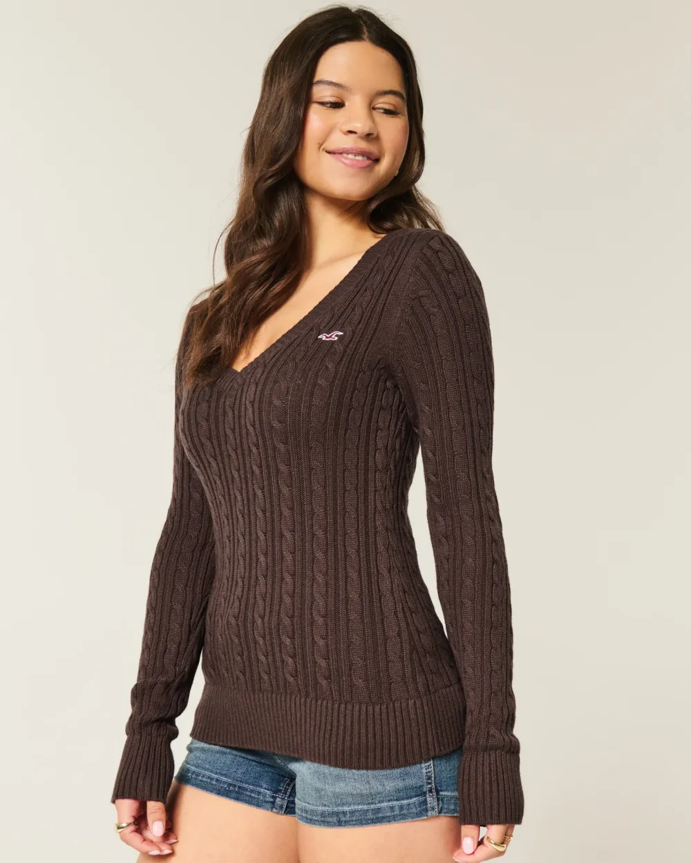 Cable-Knit Icon V-Neck Sweater