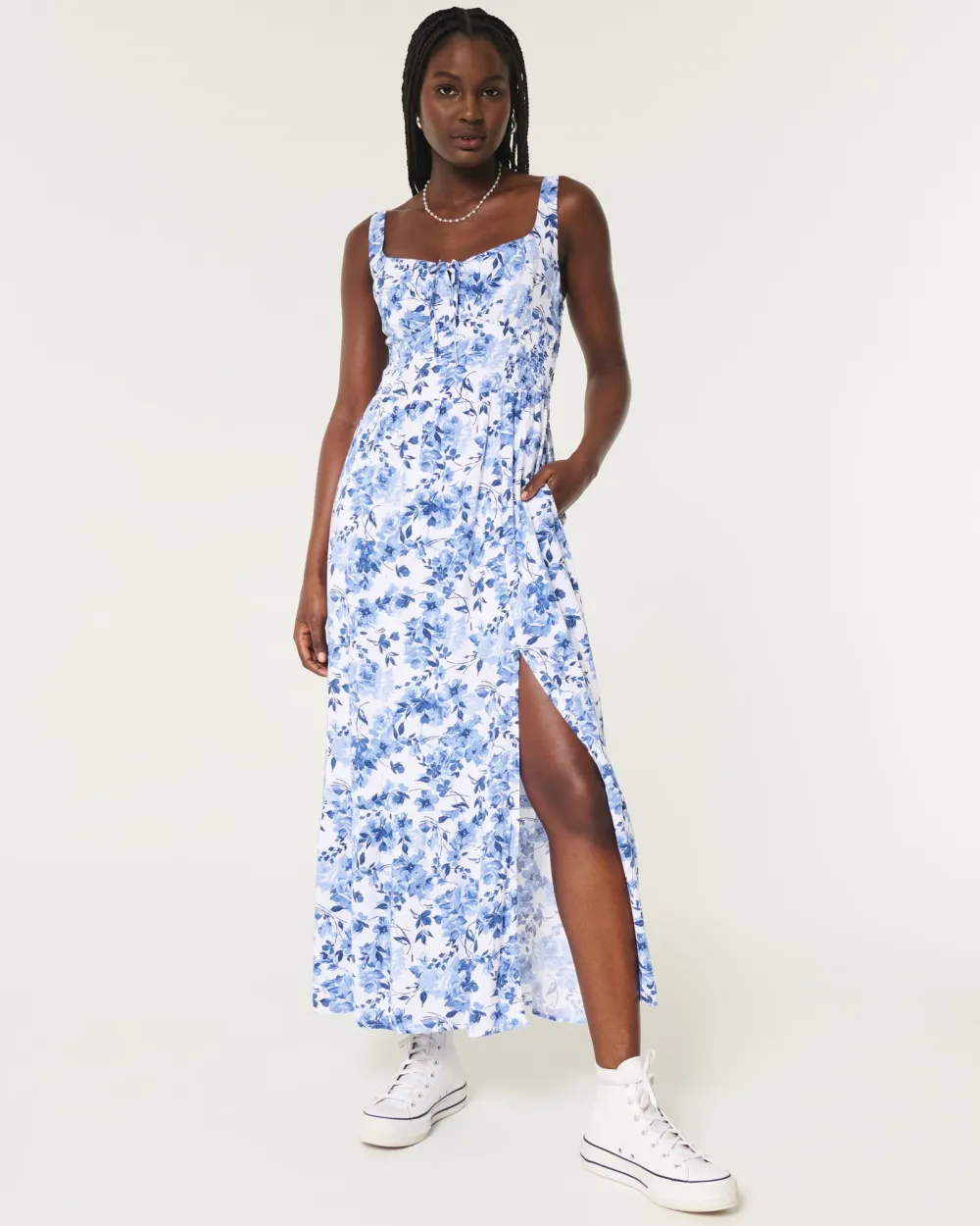 Hollister Sofia Side-Smocked Maxi Dress