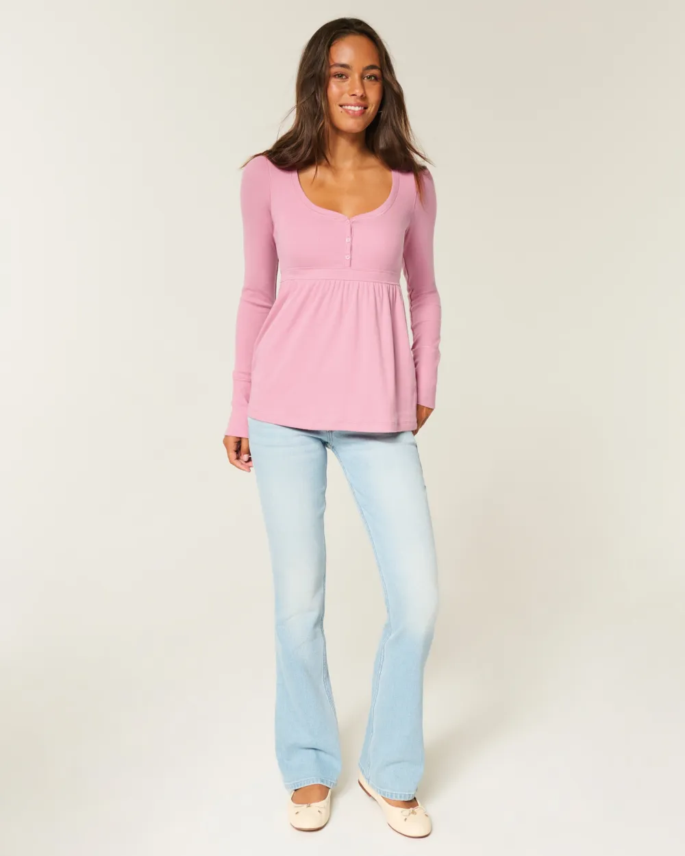 Tie-Back Henley Babydoll Top