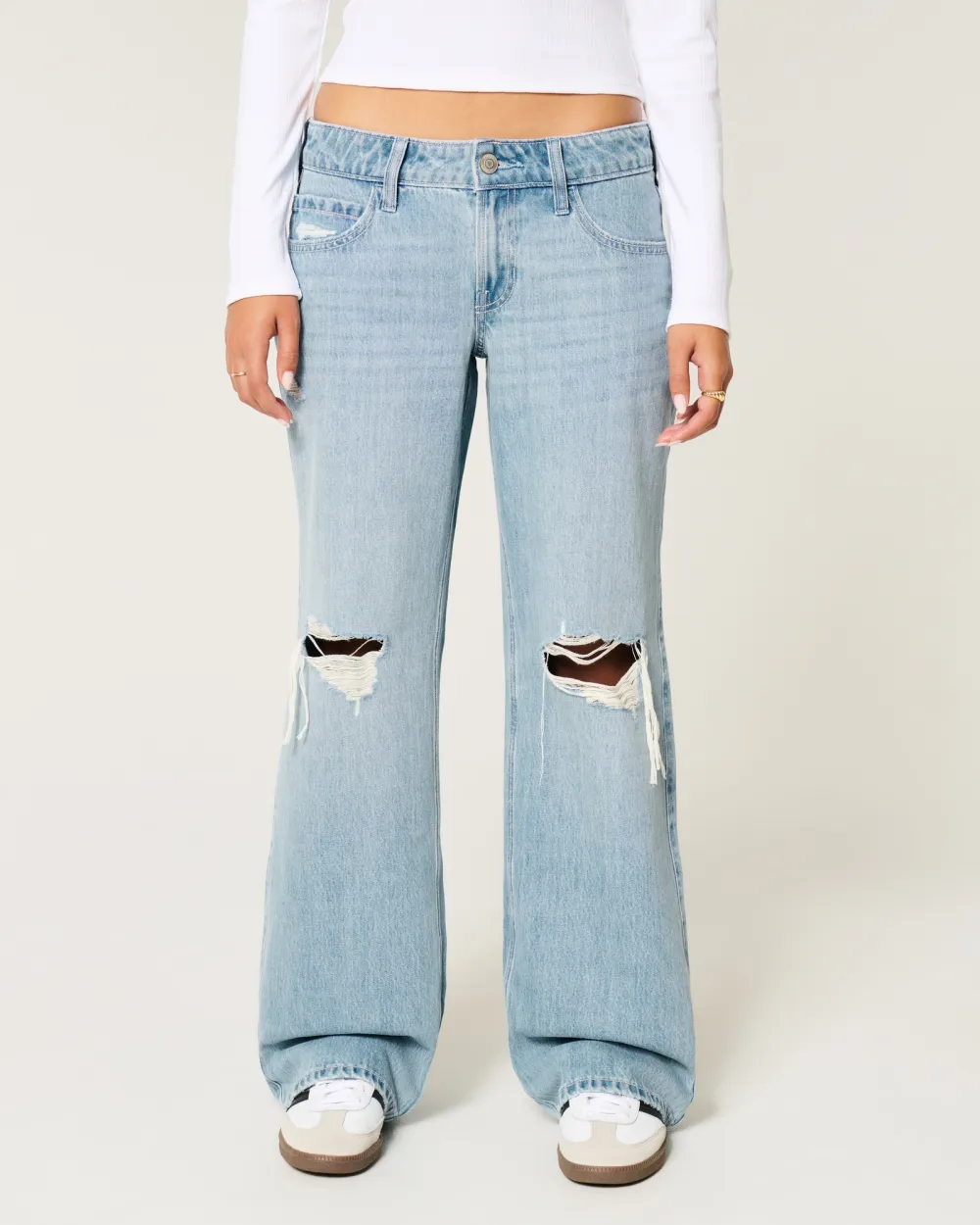Low-Rise Dark Wash Baggy Jeans