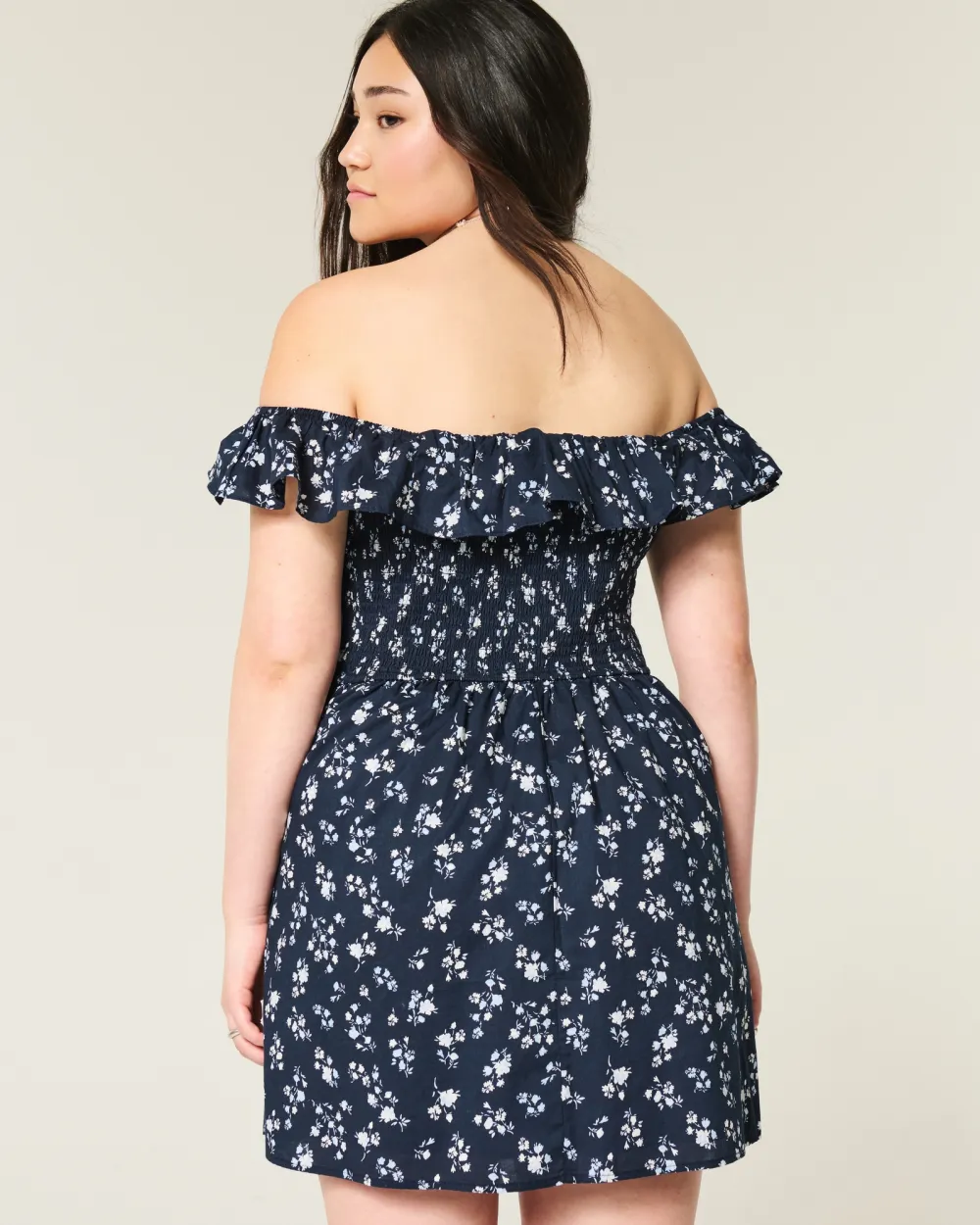 Off-the-Shoulder A-Line Ruffle Mini Dress