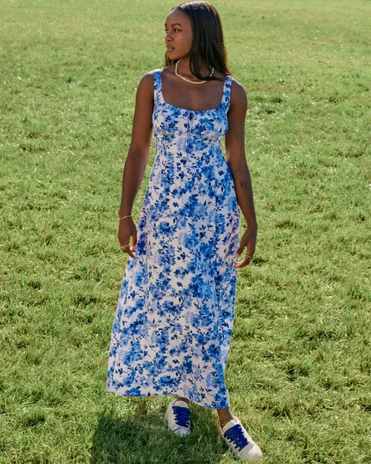 Hollister Sofia Side-Smocked Maxi Dress